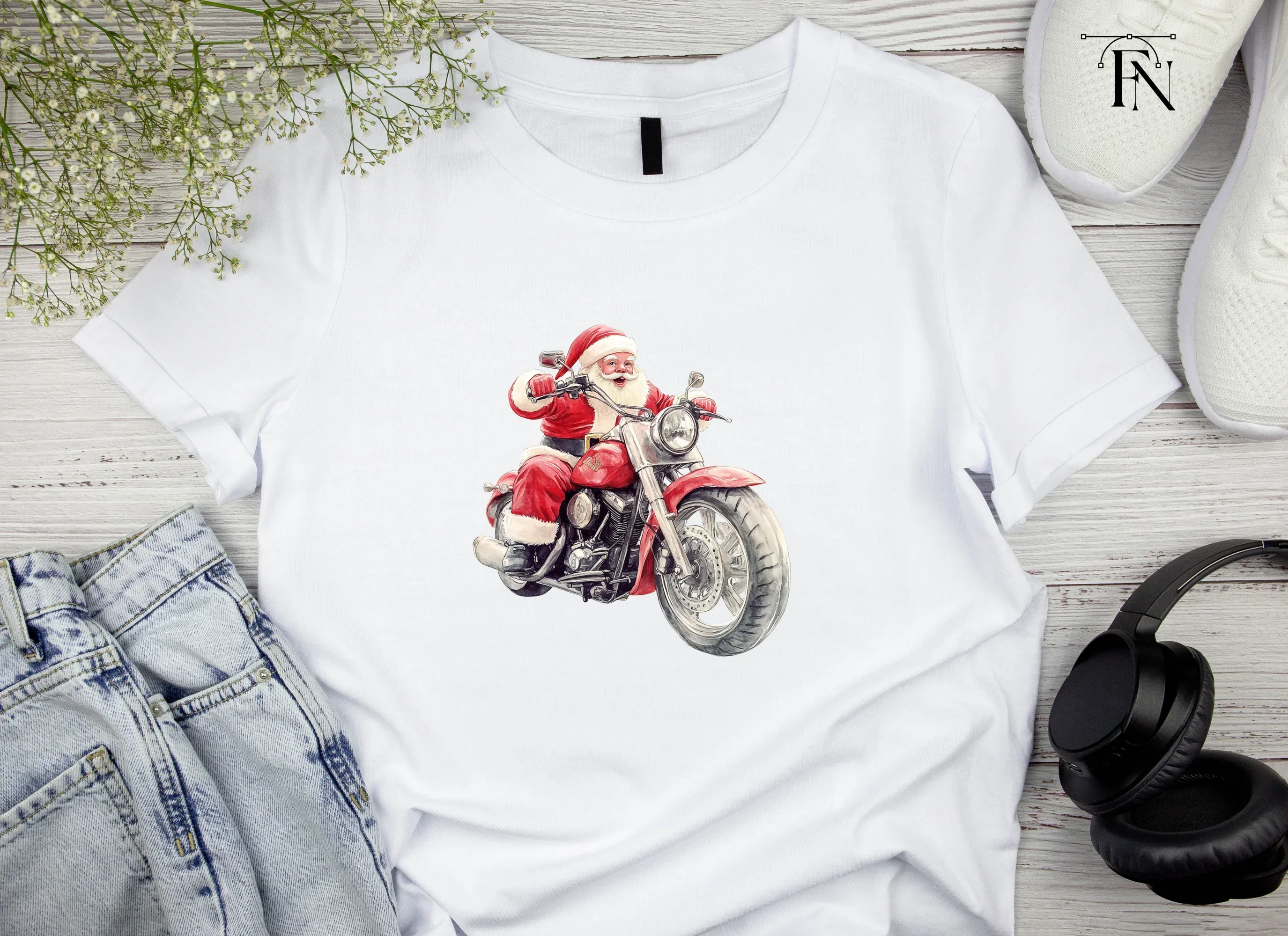 Santa Claus Riding Motorcycles Clipart Bundle - Image 5
