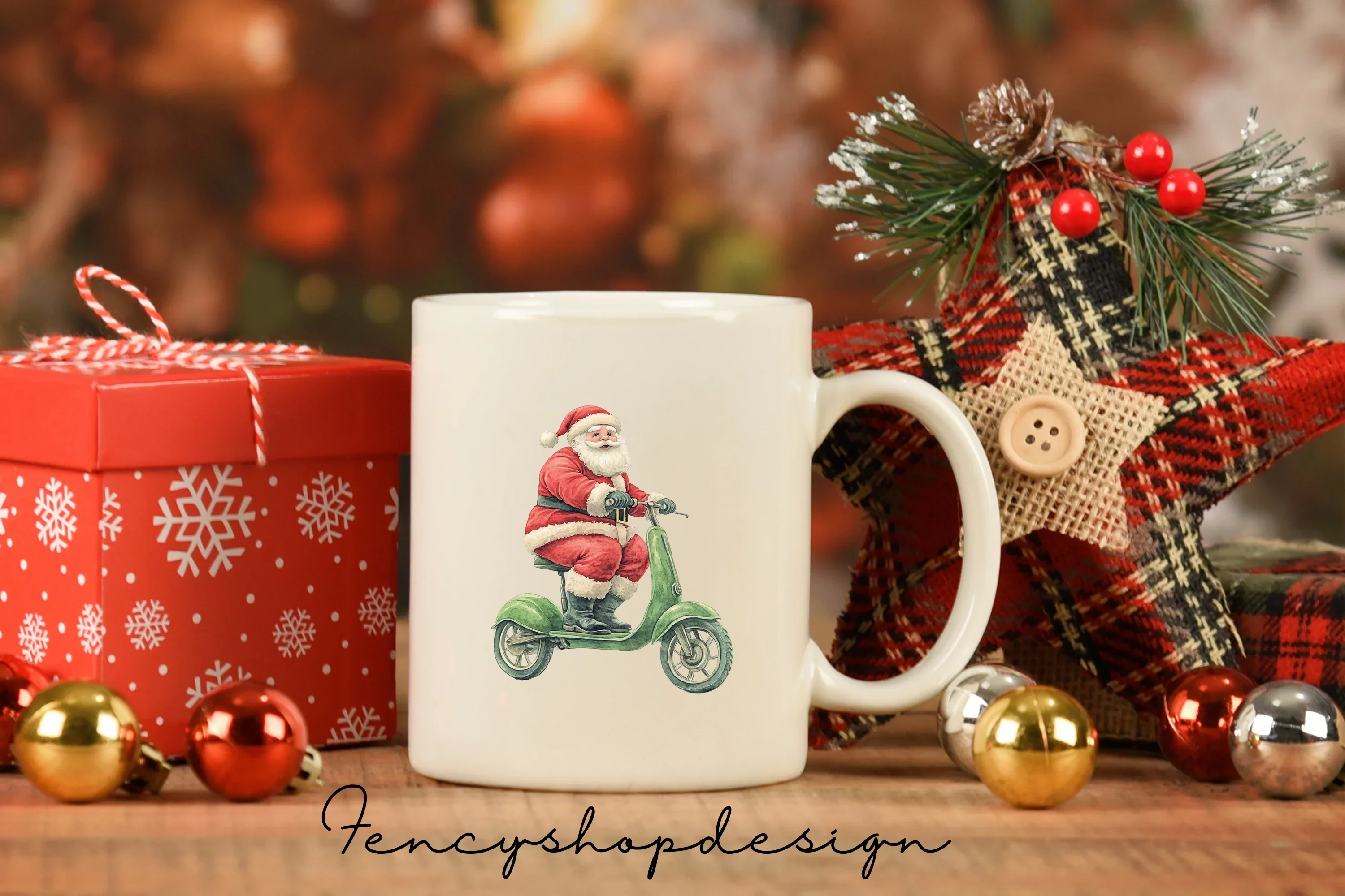 Santa Claus Riding Scooters Clipart Bundle - Image 3