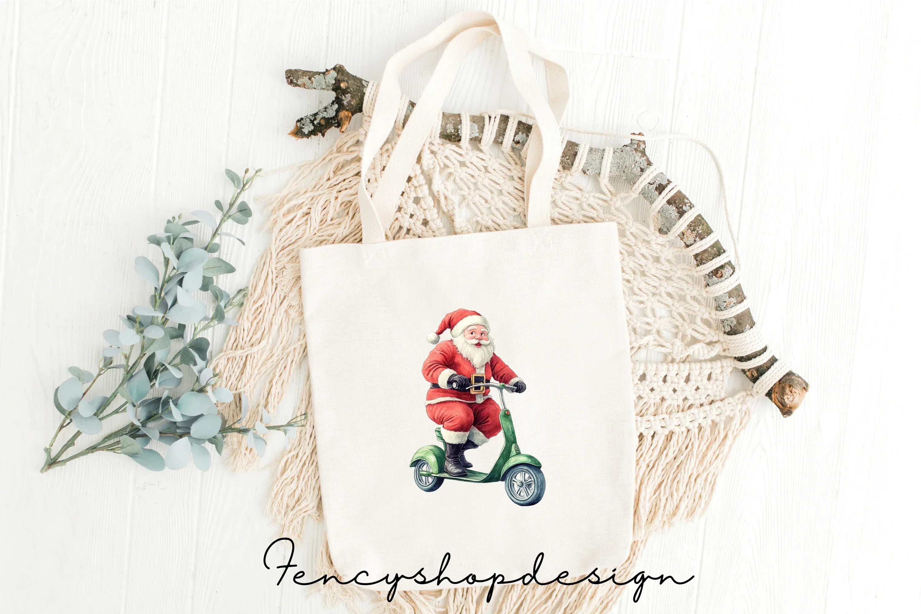 Santa Claus Riding Scooters Clipart Bundle - Image 4