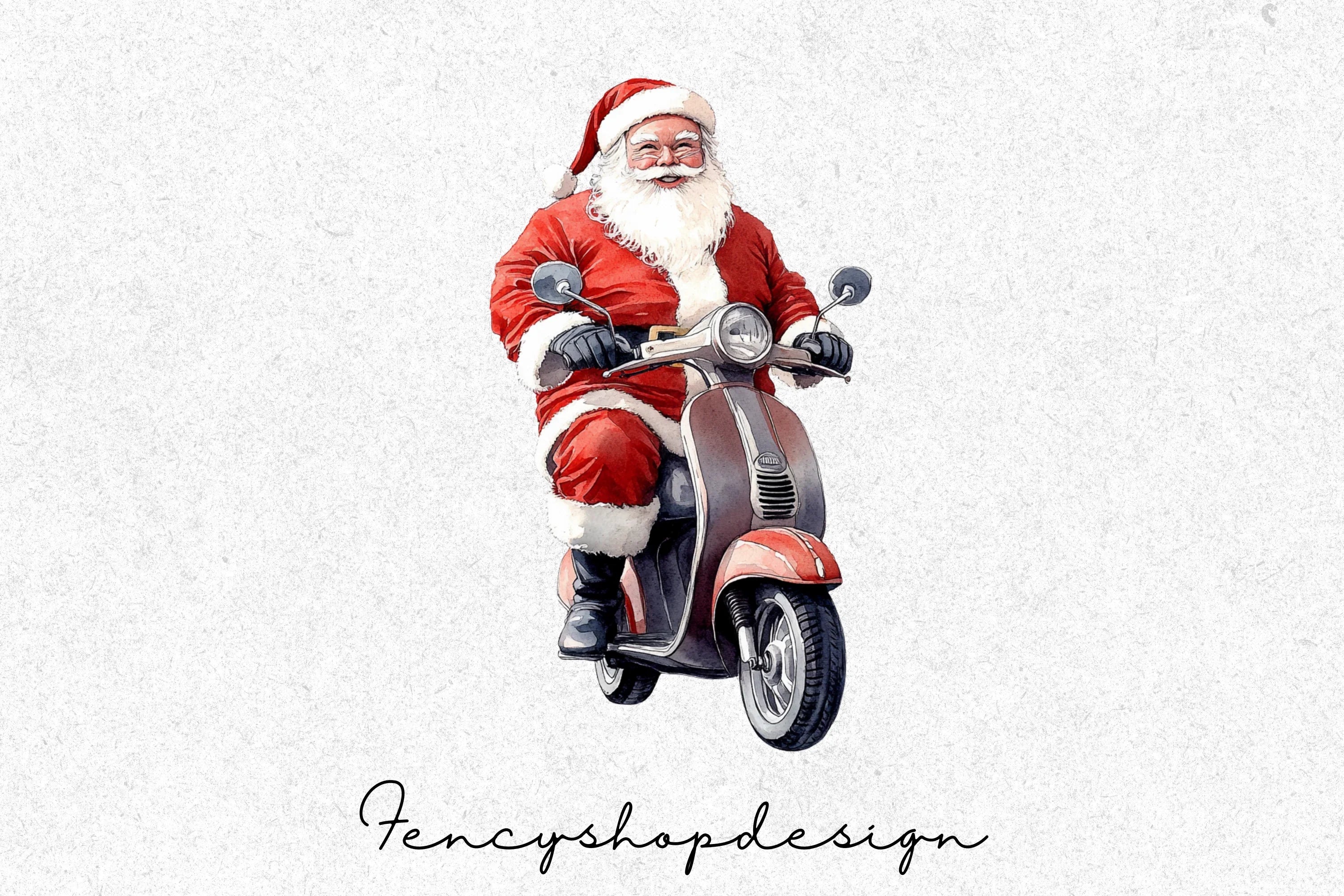 Santa Claus Riding Scooters Clipart Bundle - Image 6