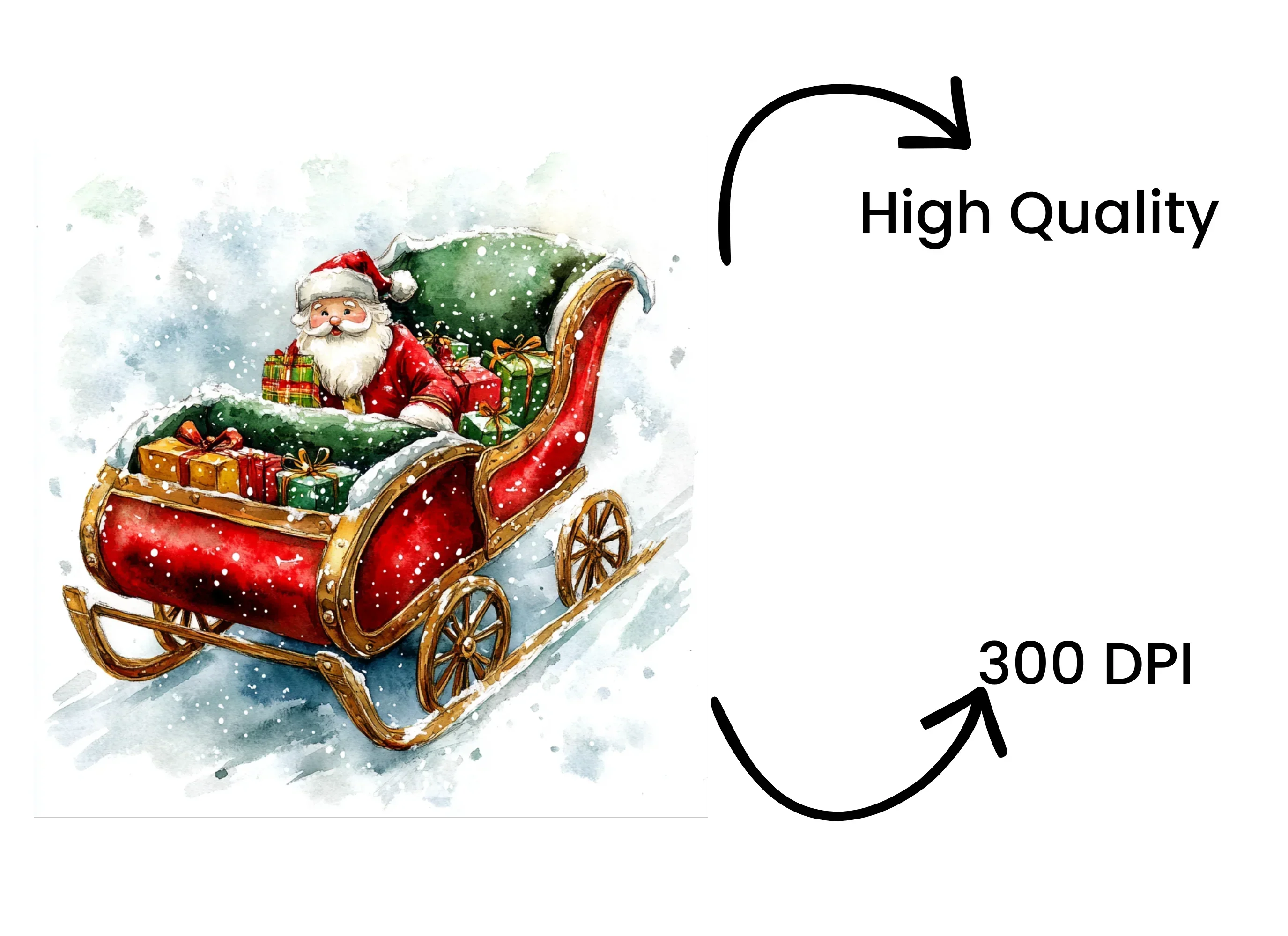Santa Claus Sleigh with Gifts Clipart Bundle - Image 4