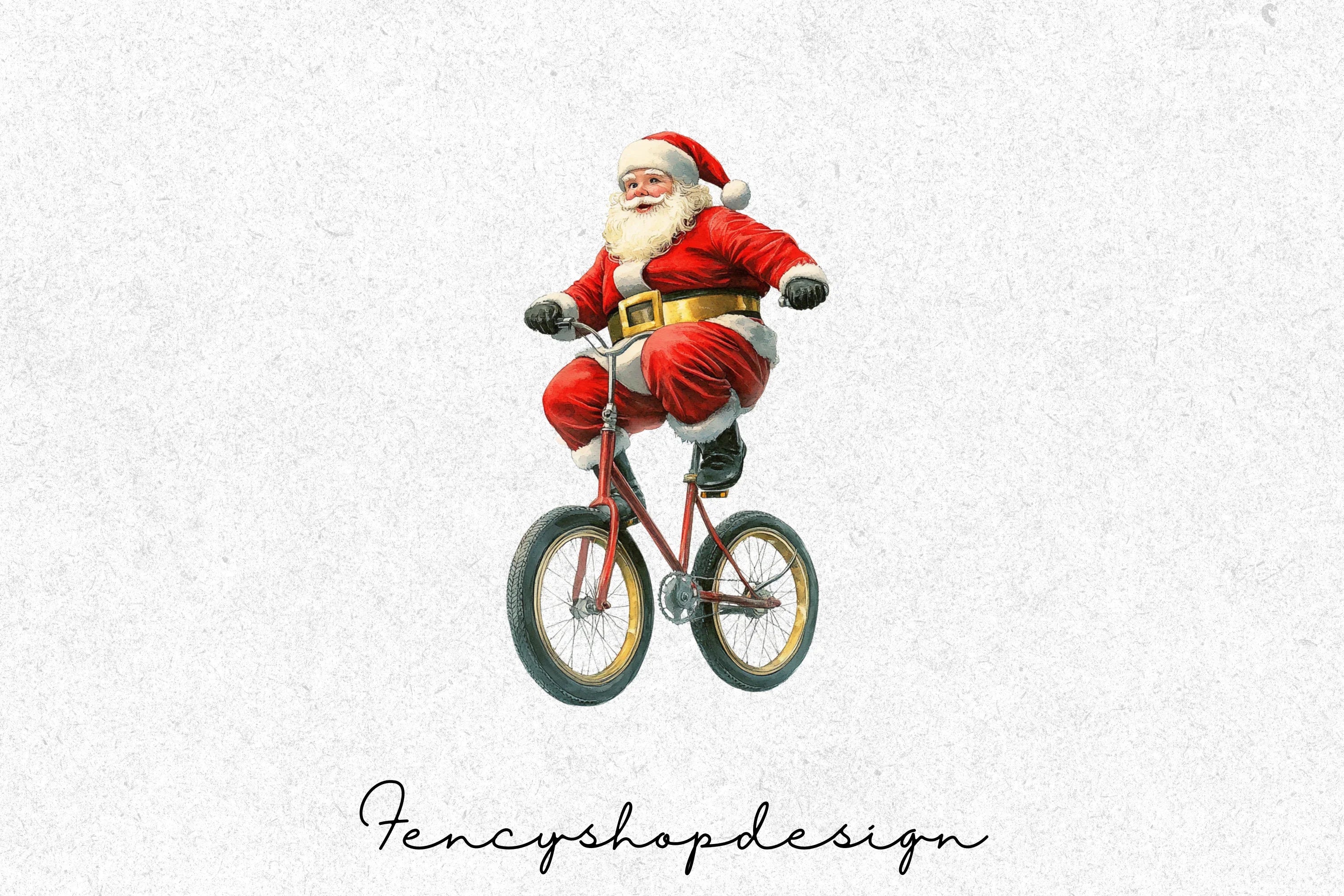 Santa Claus Unicycle Christmas Clipart Bundle - Image 3