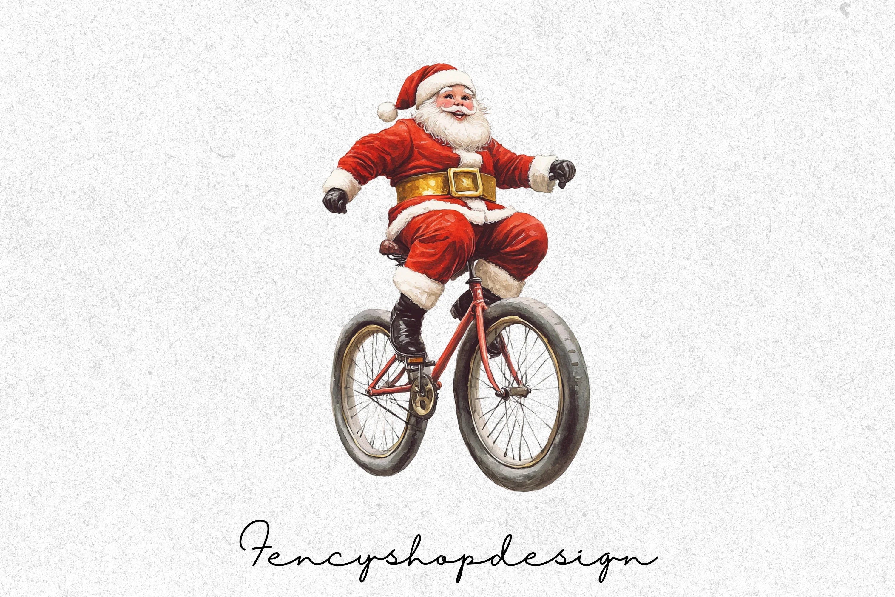 Santa Claus Unicycle Christmas Clipart Bundle - Image 4