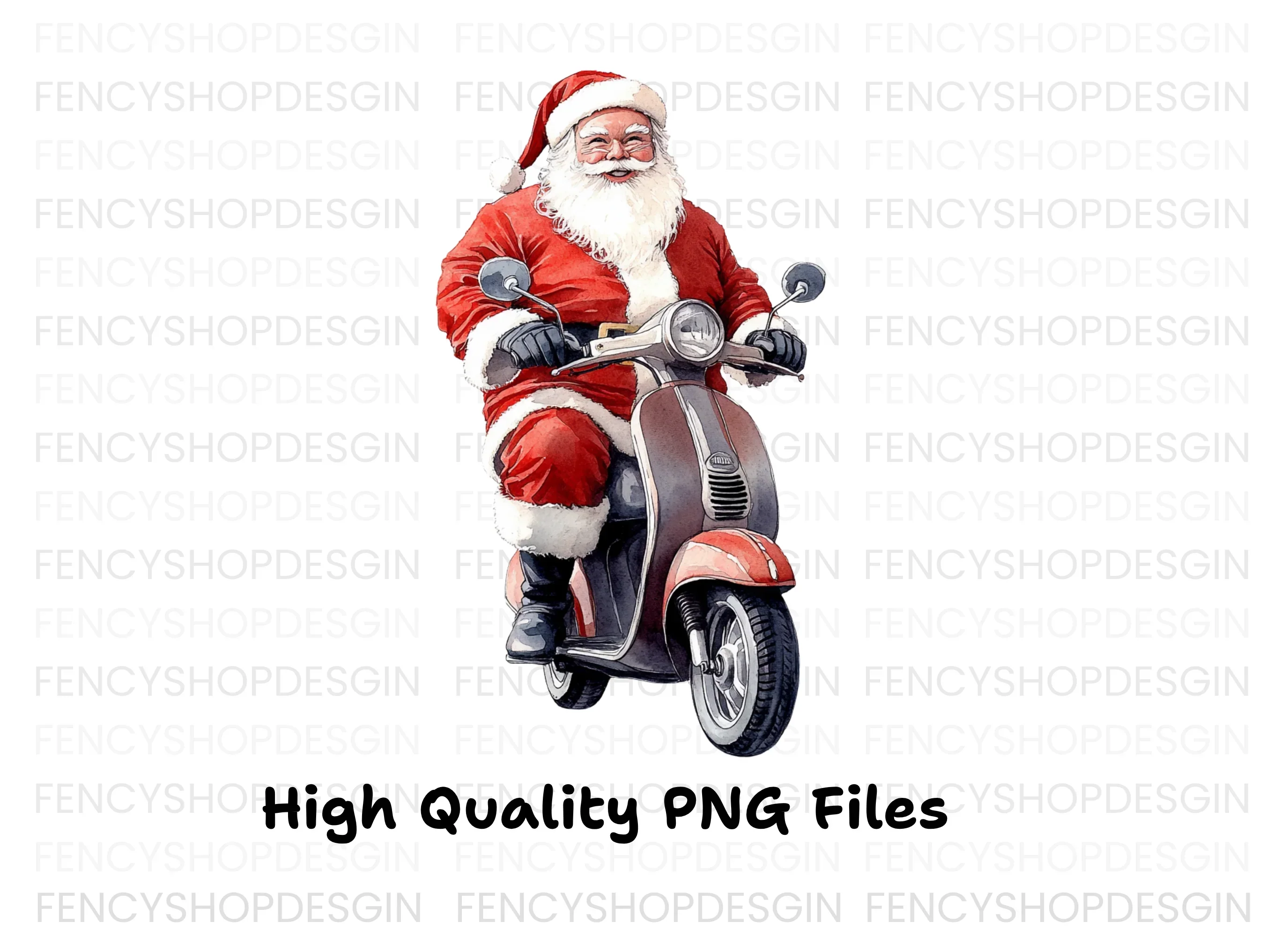 Santa Riding Vespa Clipart Bundle - Image 2