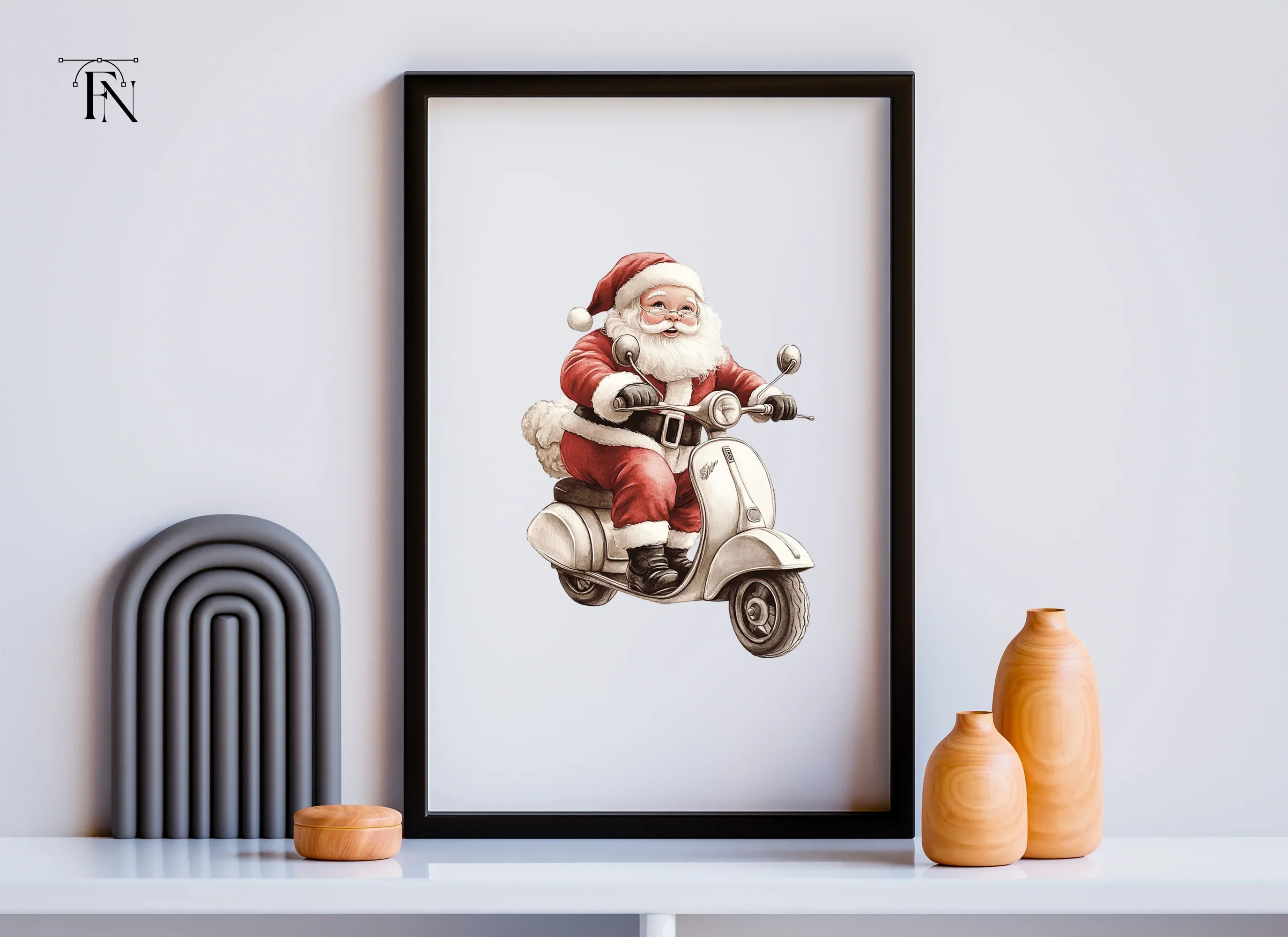Santa Riding Vespa Clipart Bundle - Image 4
