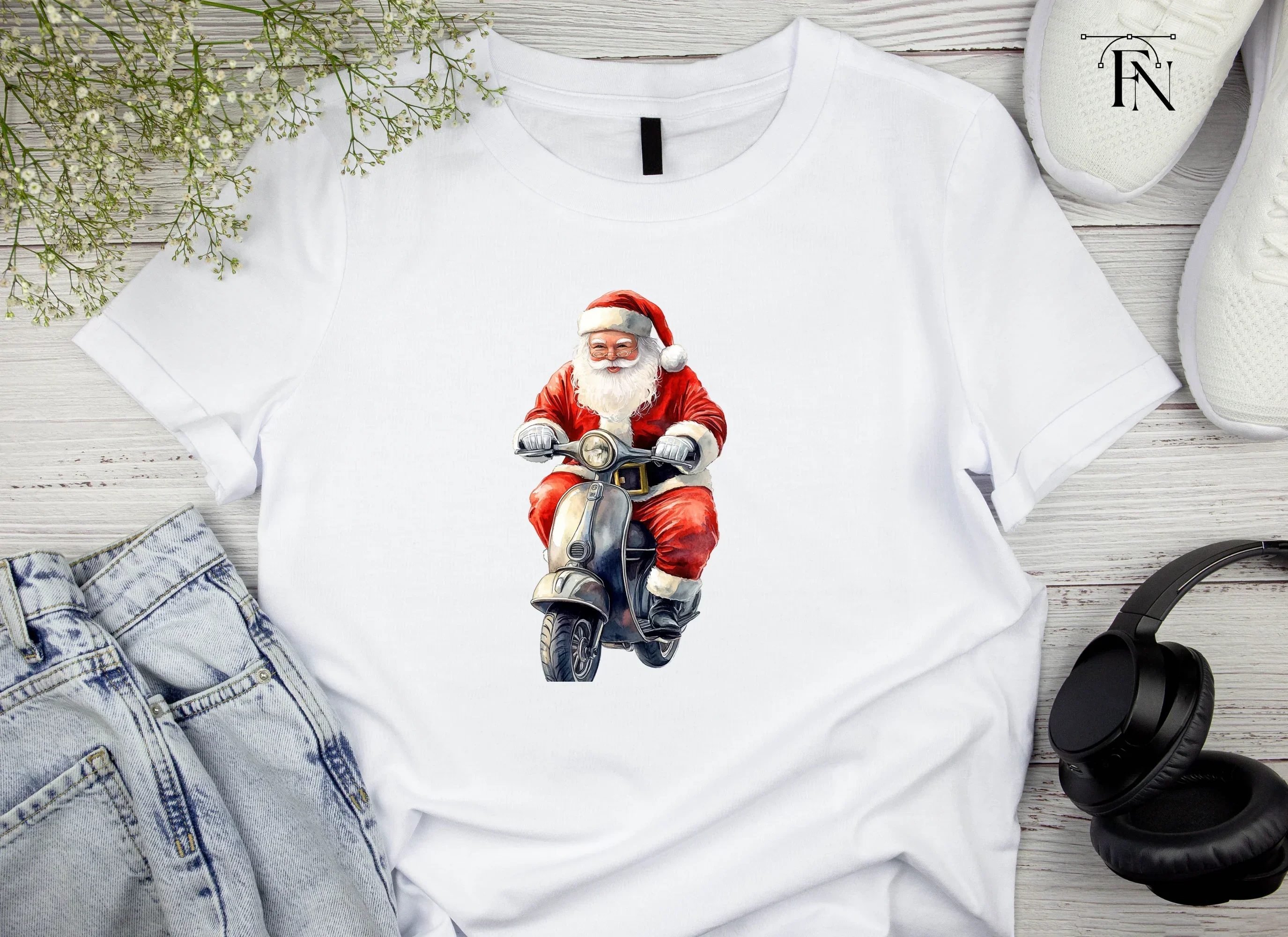 Santa Riding Vespa Clipart Bundle - Image 5