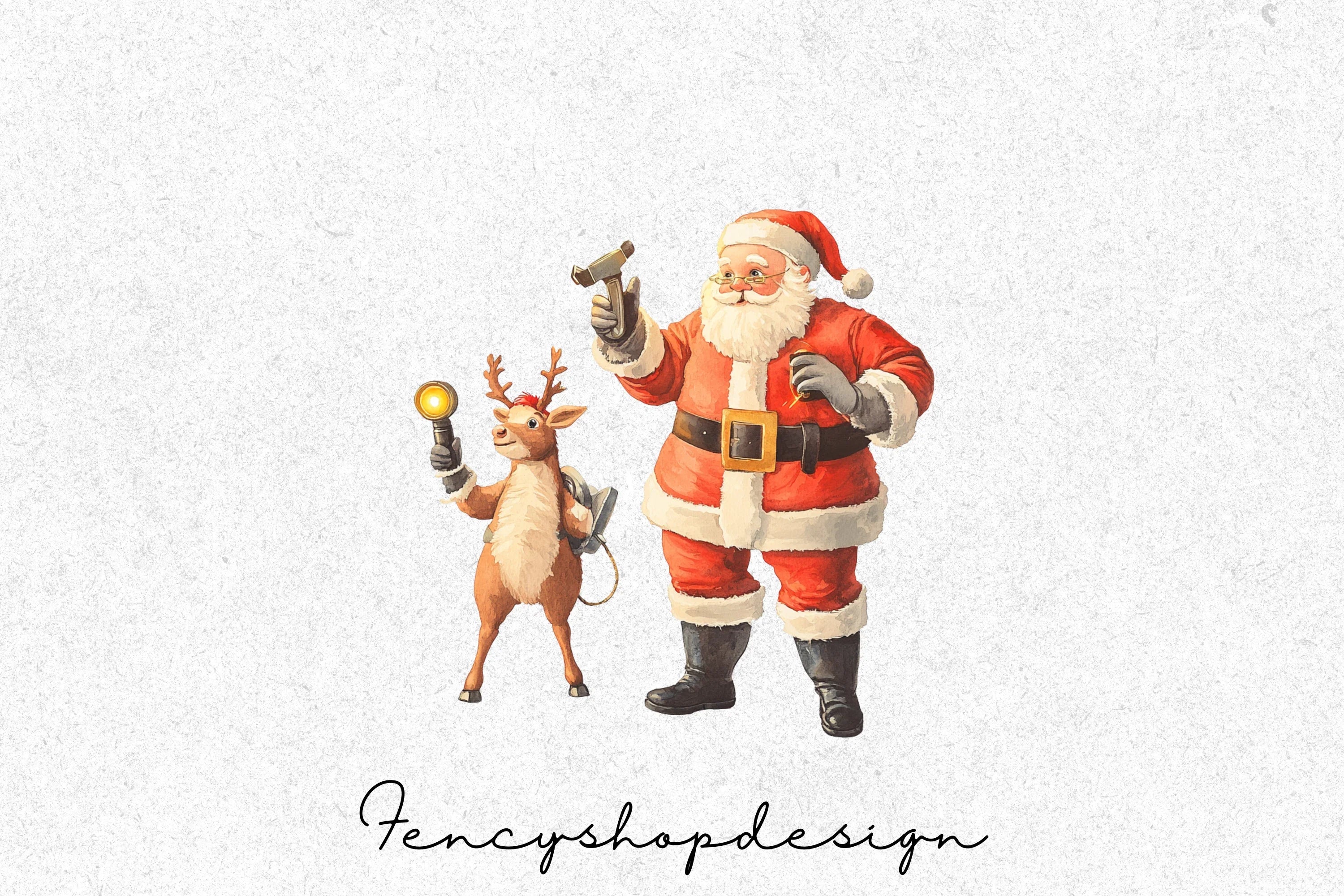 Santa Sleigh Tune-Up Clipart Bundle - Image 3