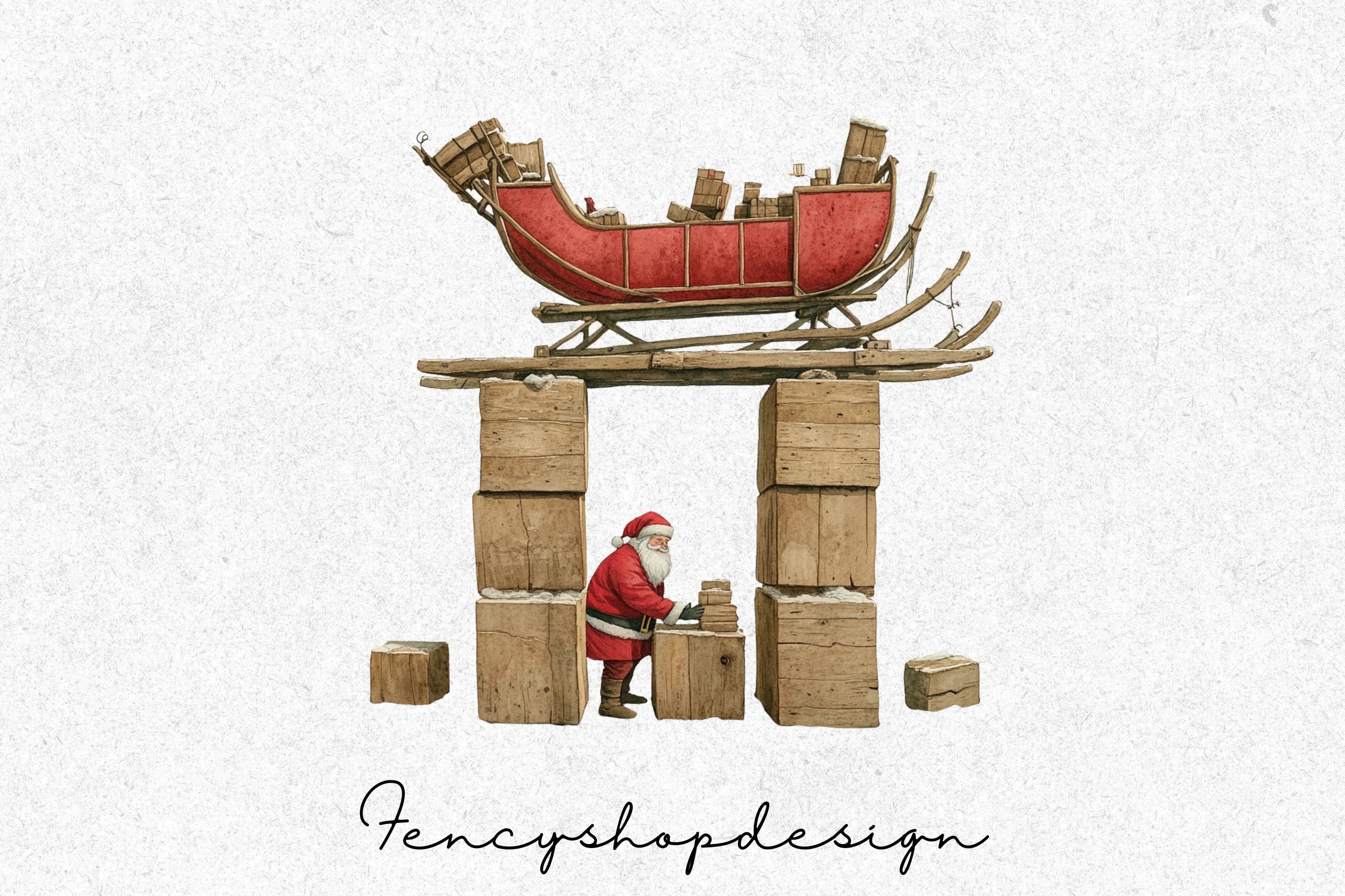 Santa Sleigh Tune-Up Clipart Bundle - Image 4