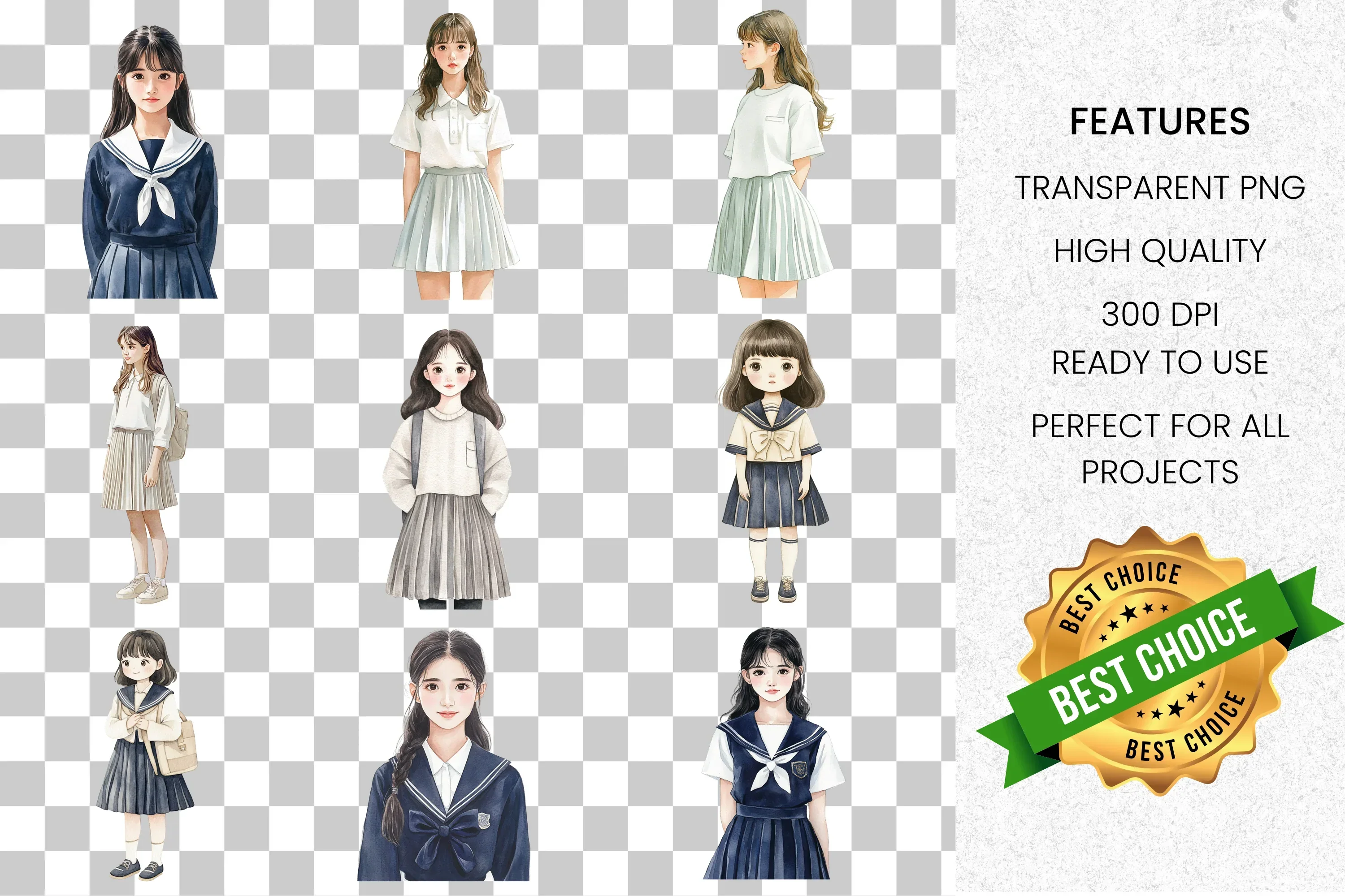 School Girls Clipart Bundle - Image 2