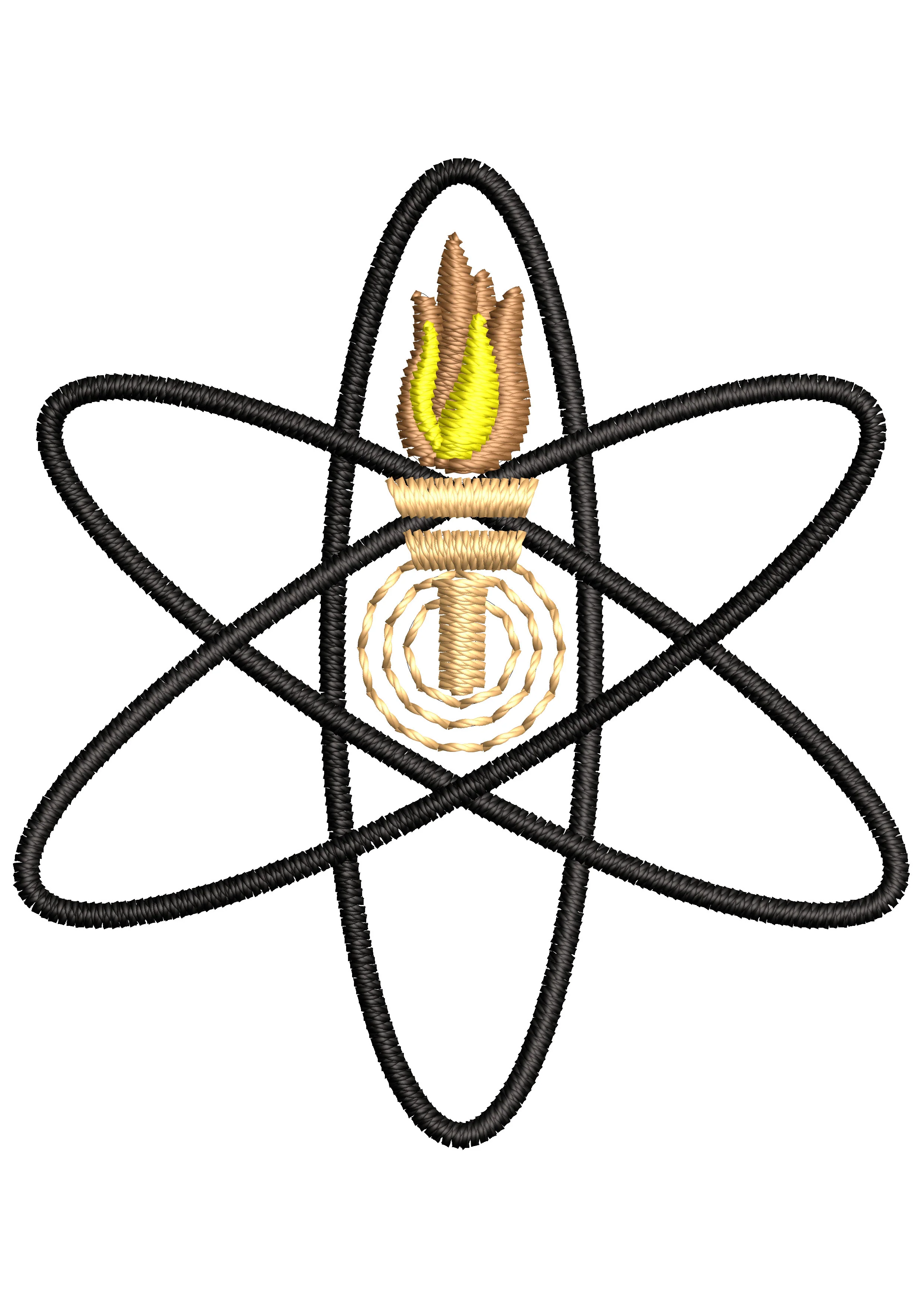 Science Flame Embroidery Design