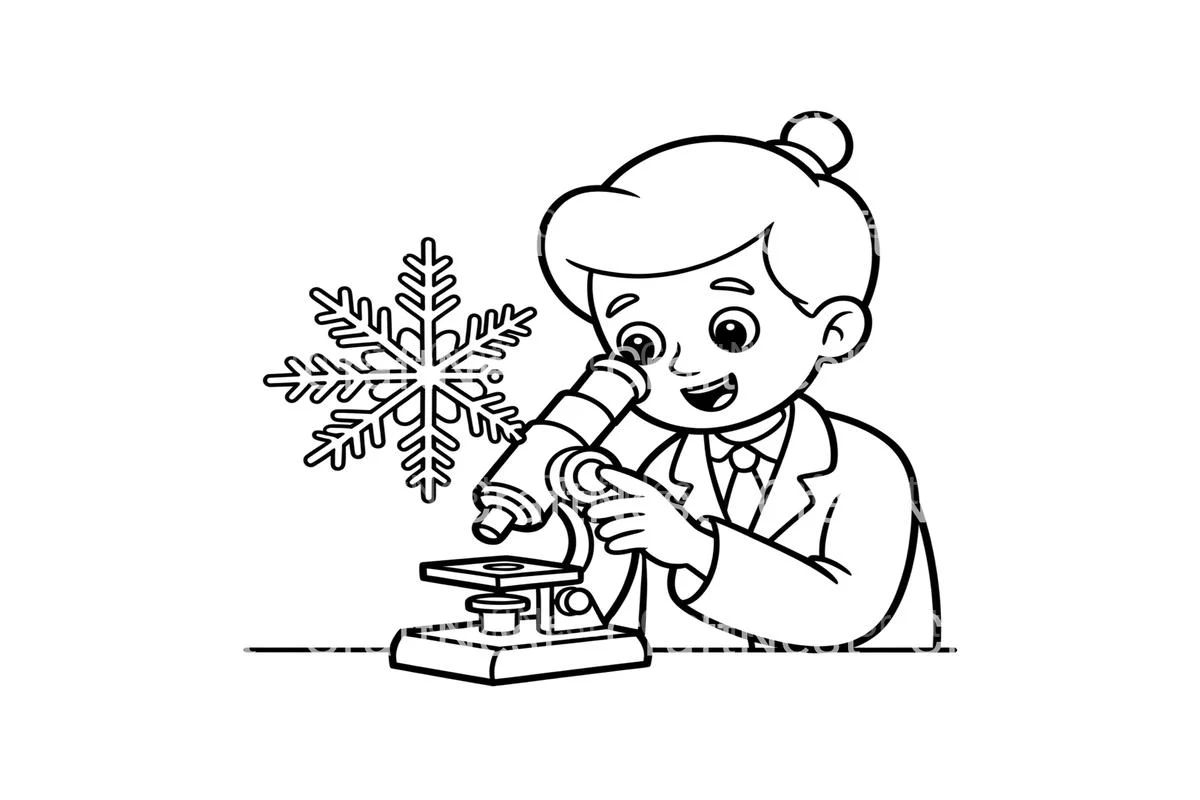 Scientist Observing Snowflake Coloring Books - Image 3