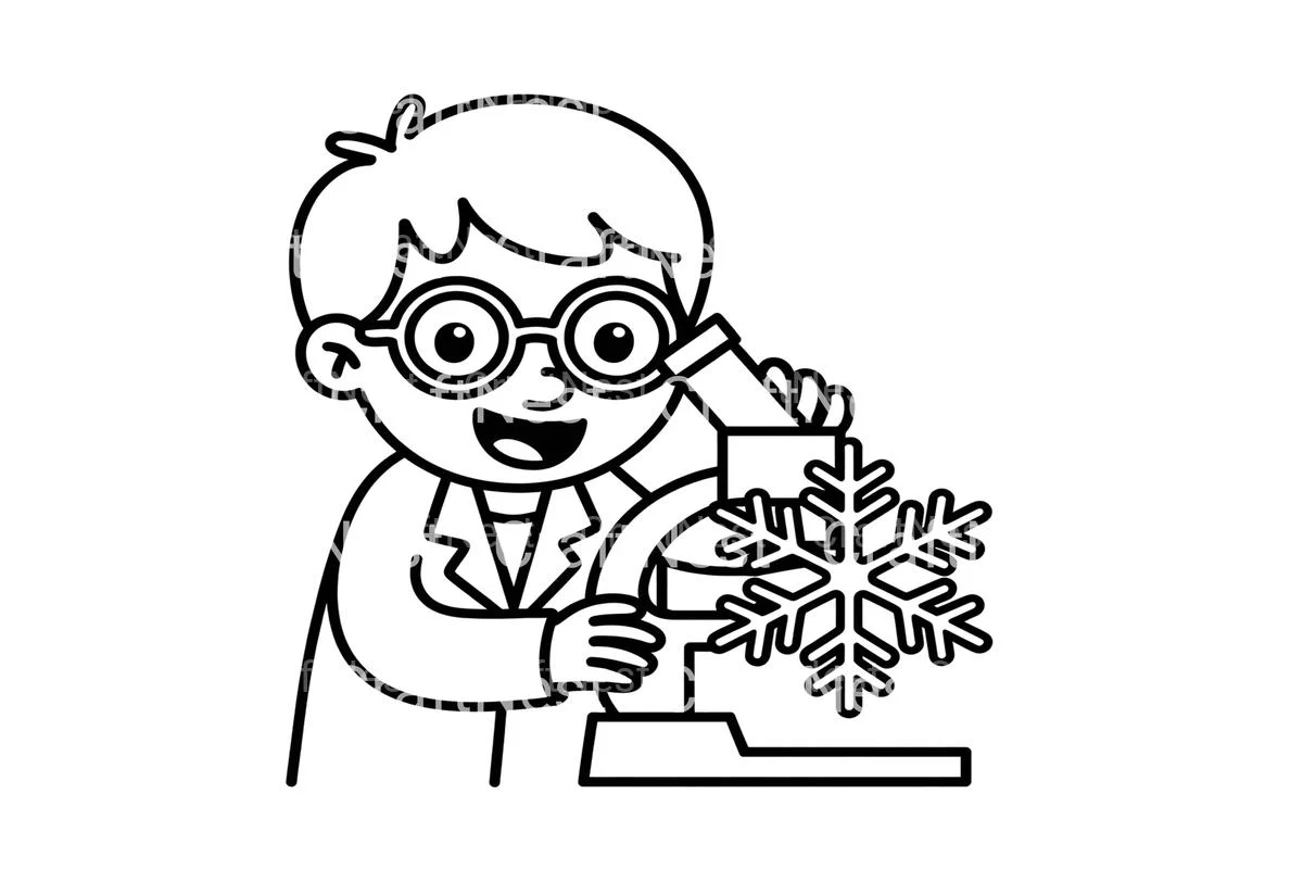 Scientist Observing Snowflake Coloring Books - Image 4