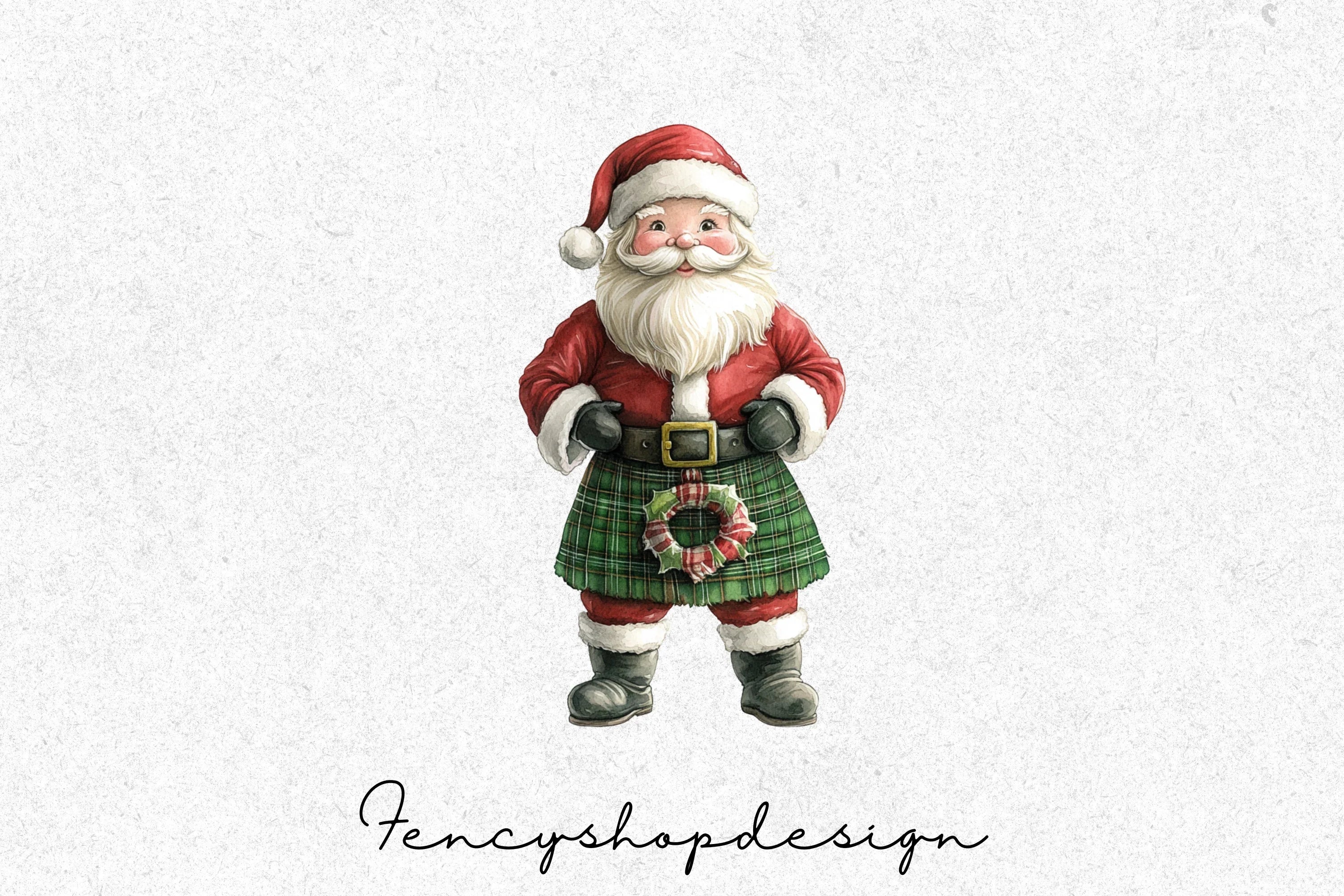 Scottish Kilt Santa Claus Clipart Bundle - Image 7