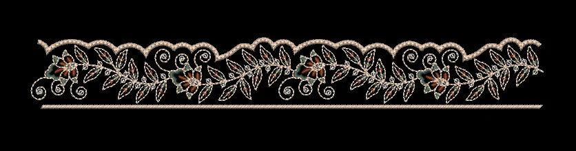 Scroll Vine and Tulip Scallop Embroidery Design