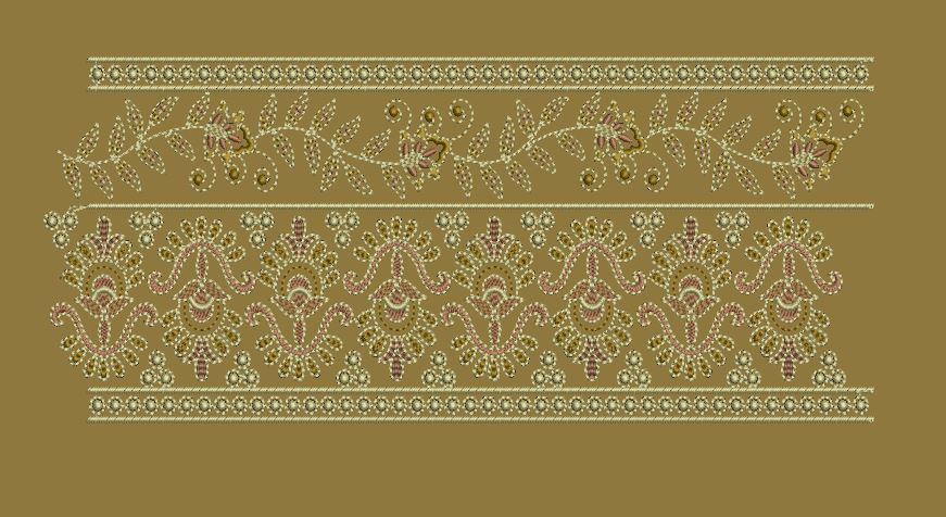Scrolling Leaf Vine Medallion Panel Embroidery Design
