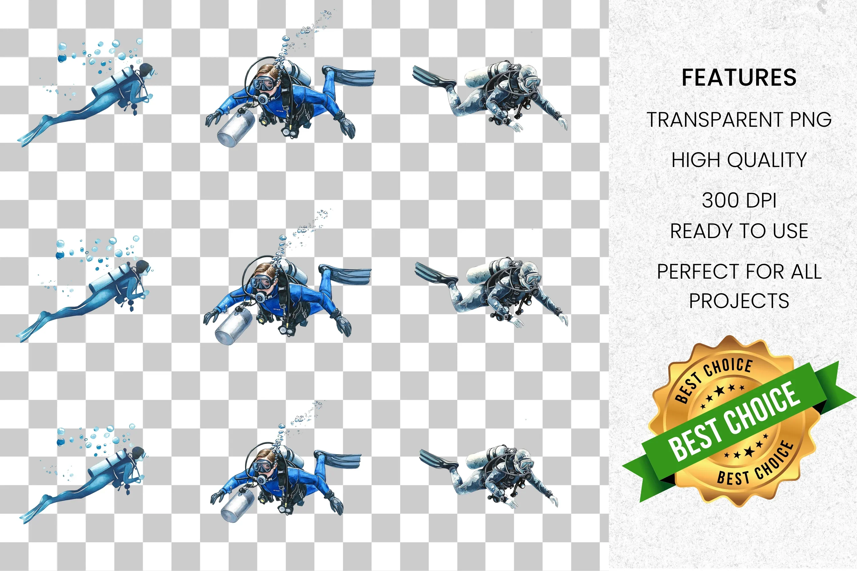 Scuba Diver Clipart Bundle - Image 8