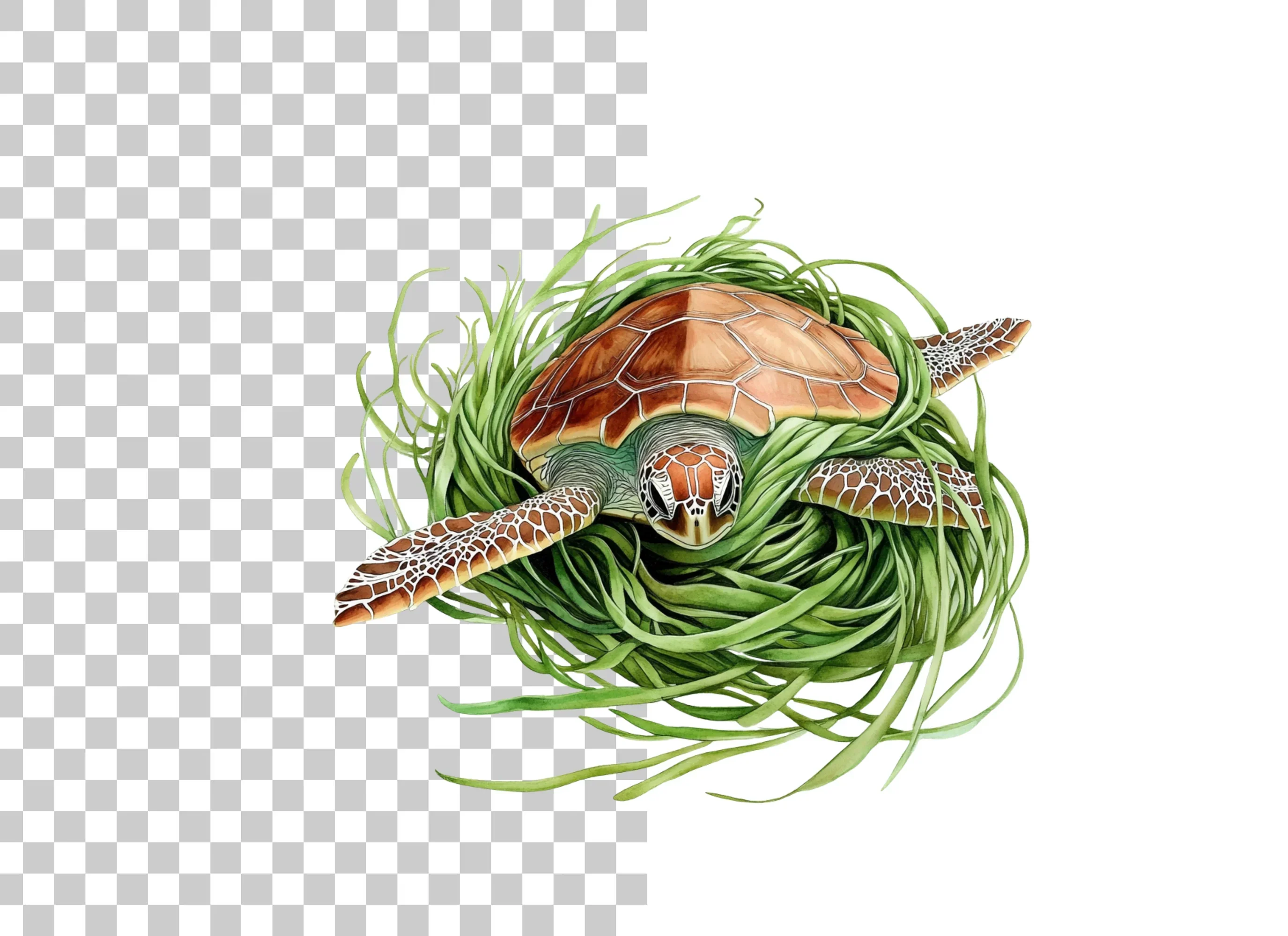 Sea Turtle in Seagrass Clipart Bundle - Image 2
