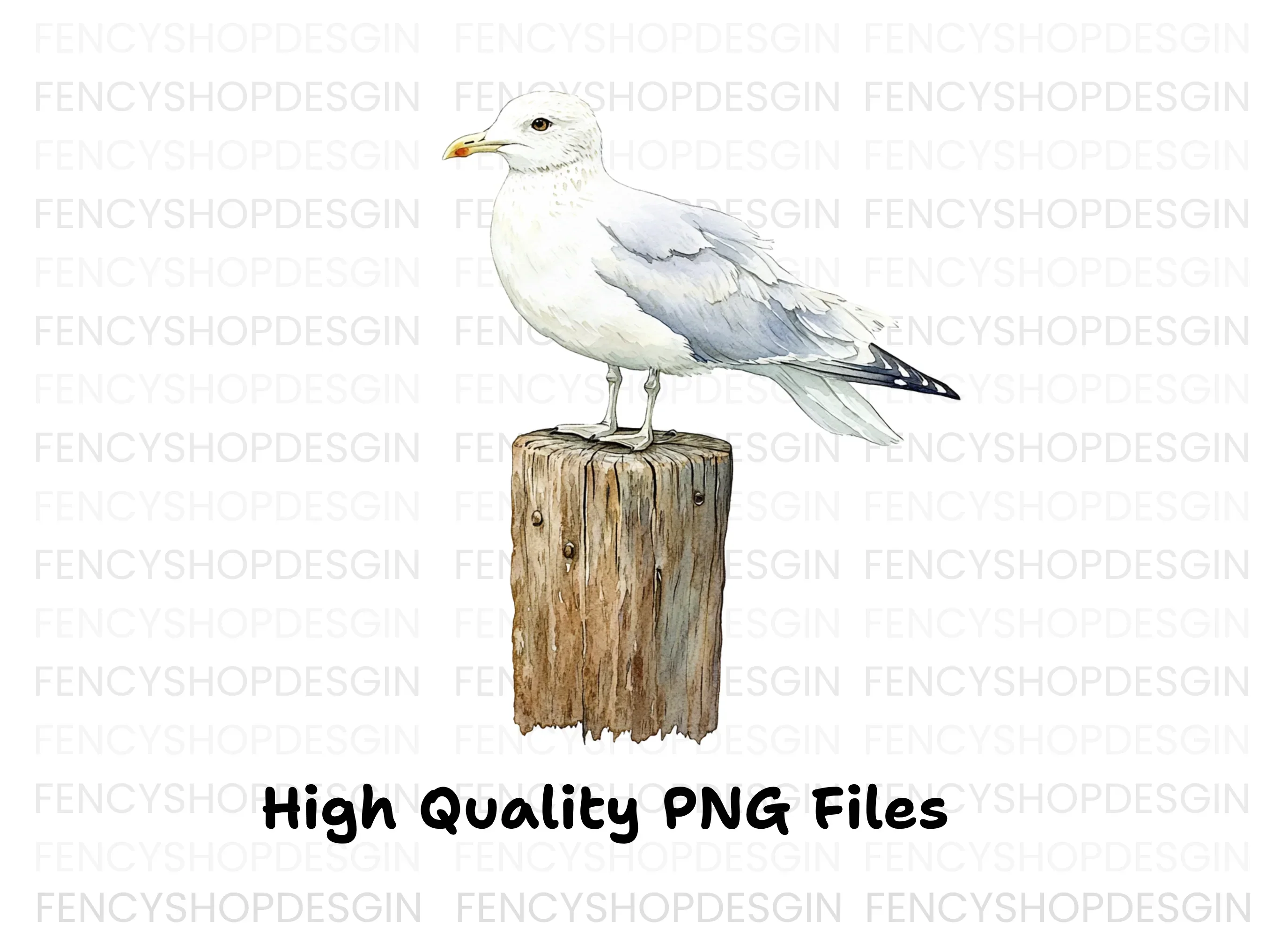 Seagull on Wooden Post Clipart Bundle - Image 3