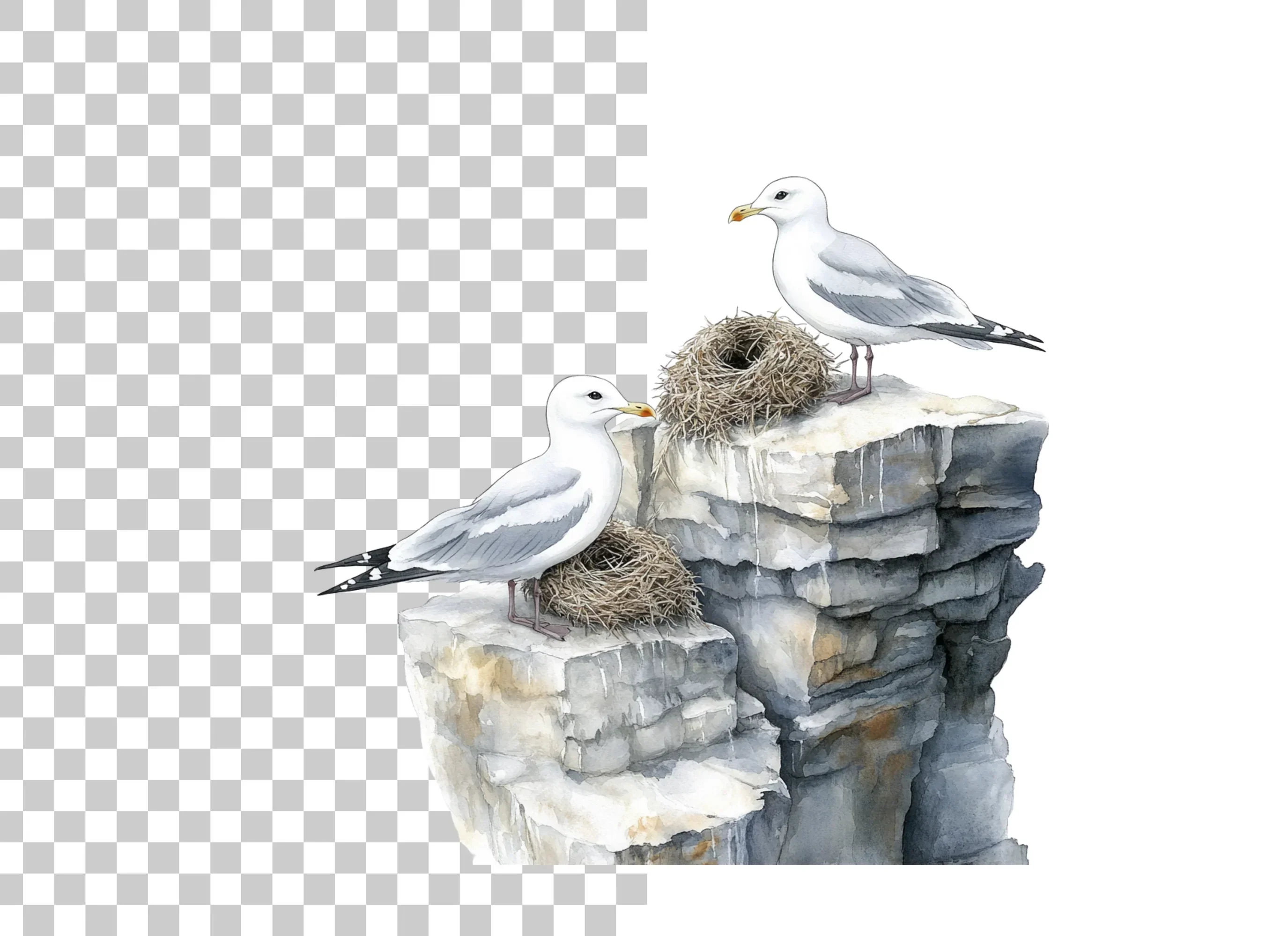 Seagulls on Rocks with Nests Clipart Bundle - Image 2