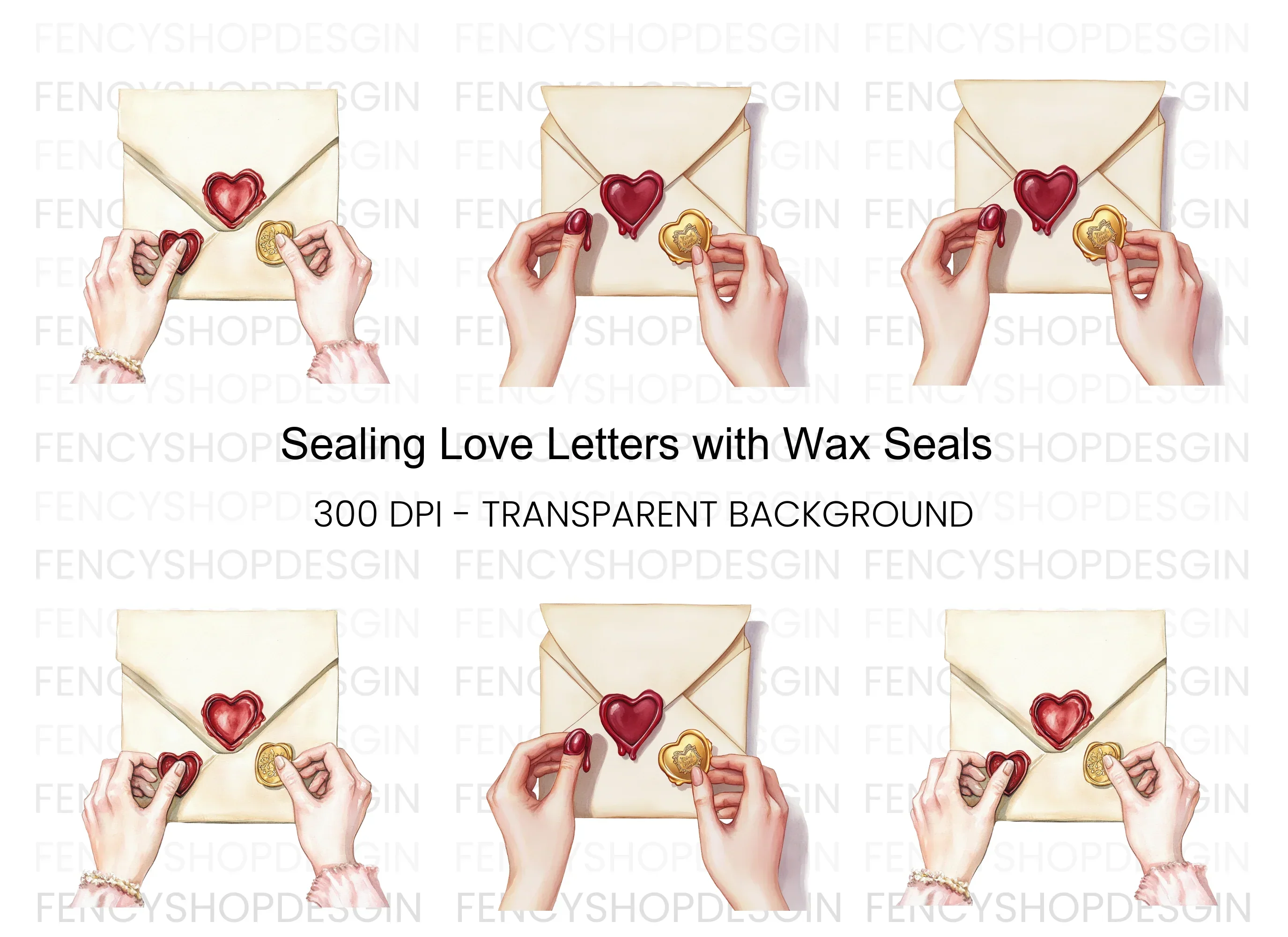 Sealing Love Letters Clipart Bundle