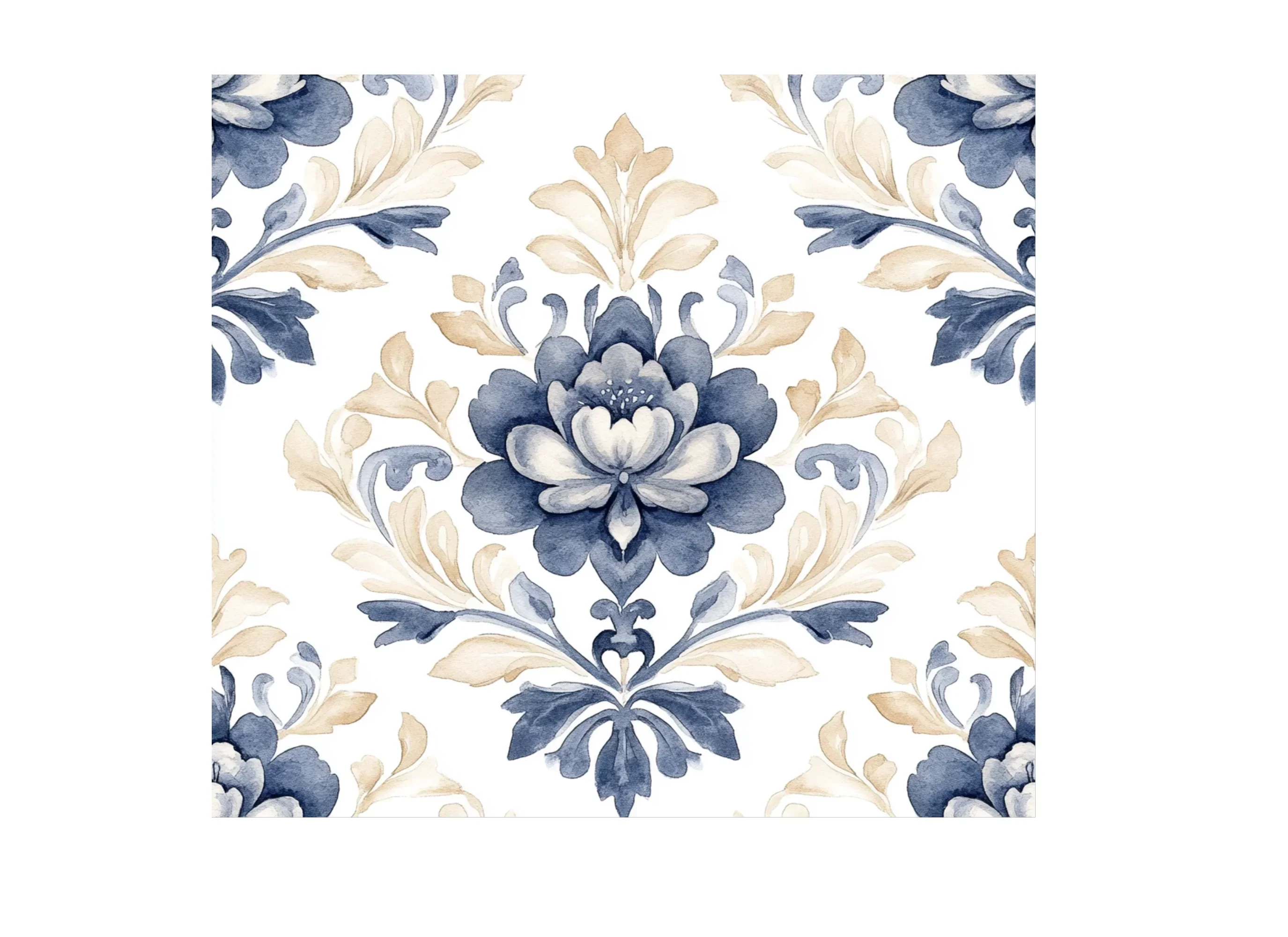 Seamless Blue Gold Floral Patterns Clipart Bundle - Image 2