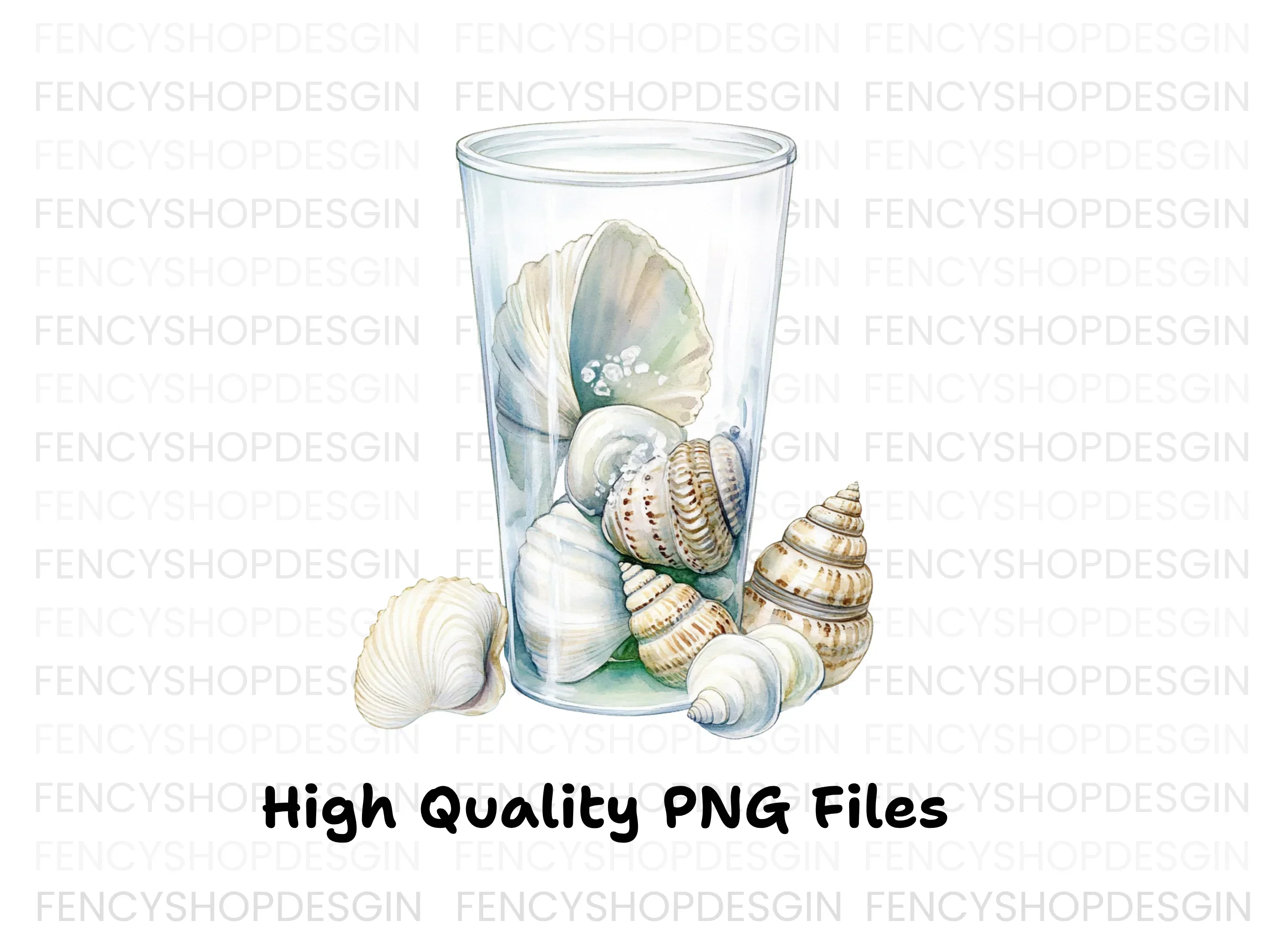 Seashells in Glass Jar Clipart Bundle - Image 3
