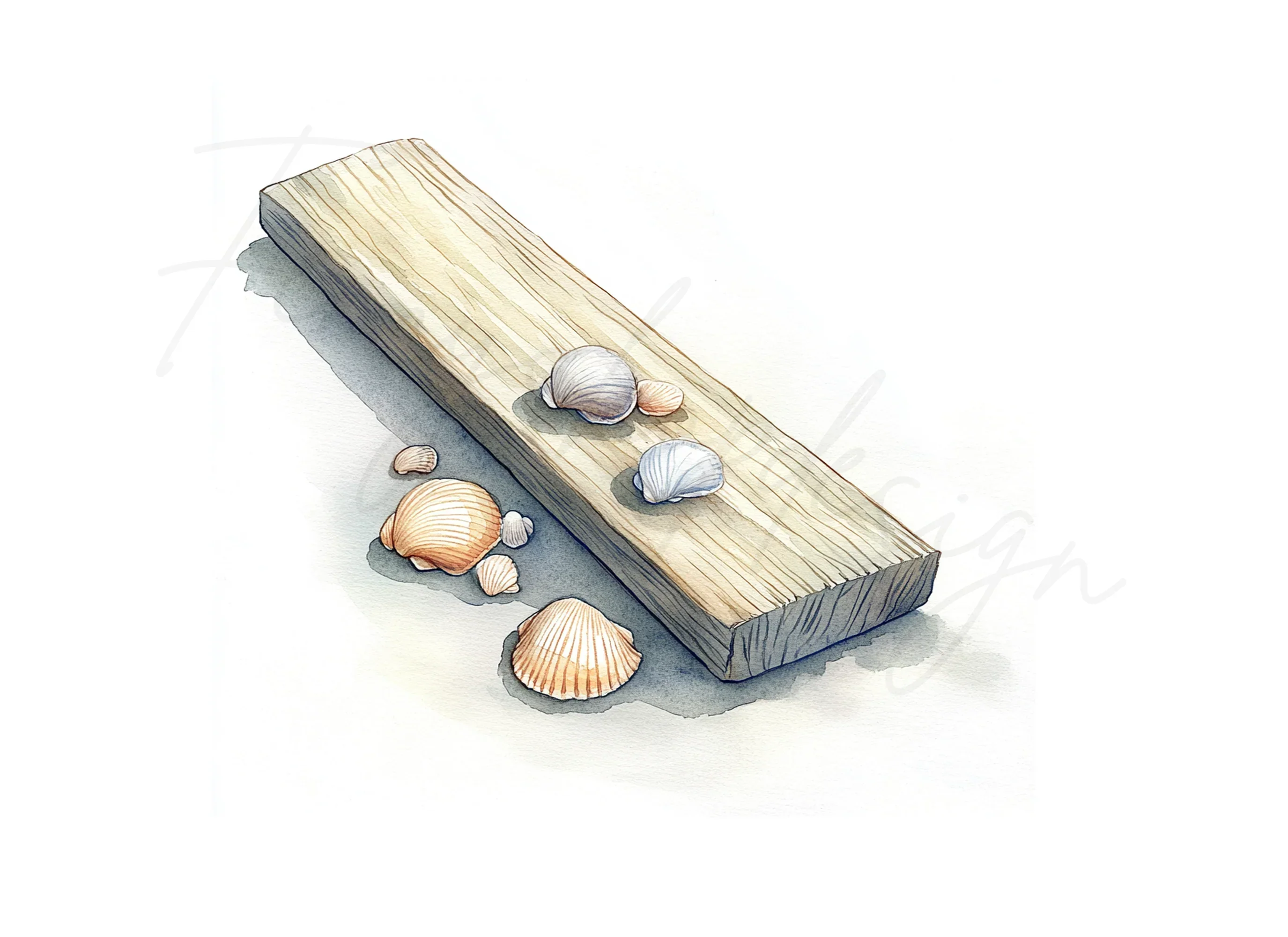 Seashells on Wooden Planks Clipart Bundle - Image 3