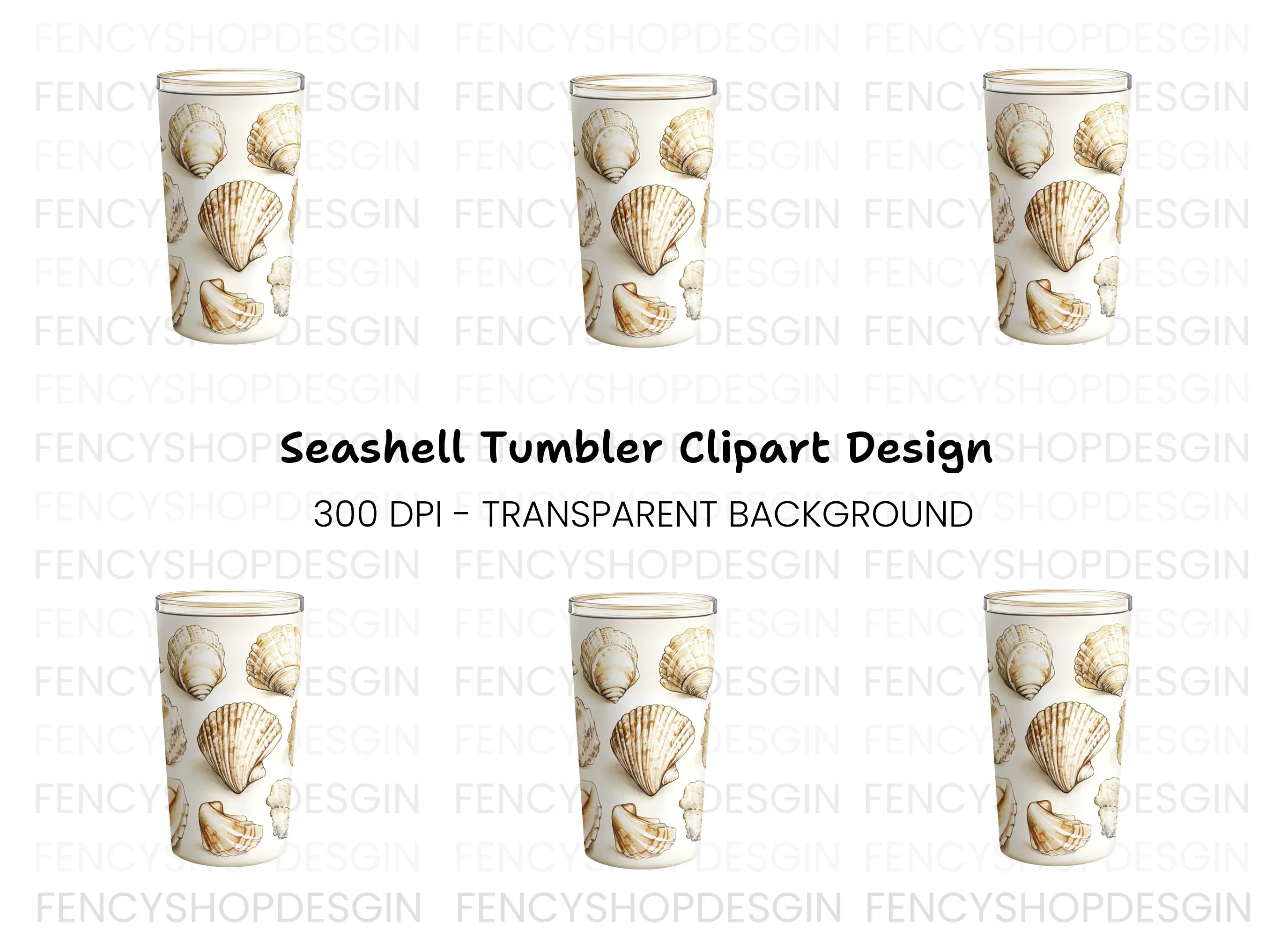 Seashells Tumbler Clipart Bundle