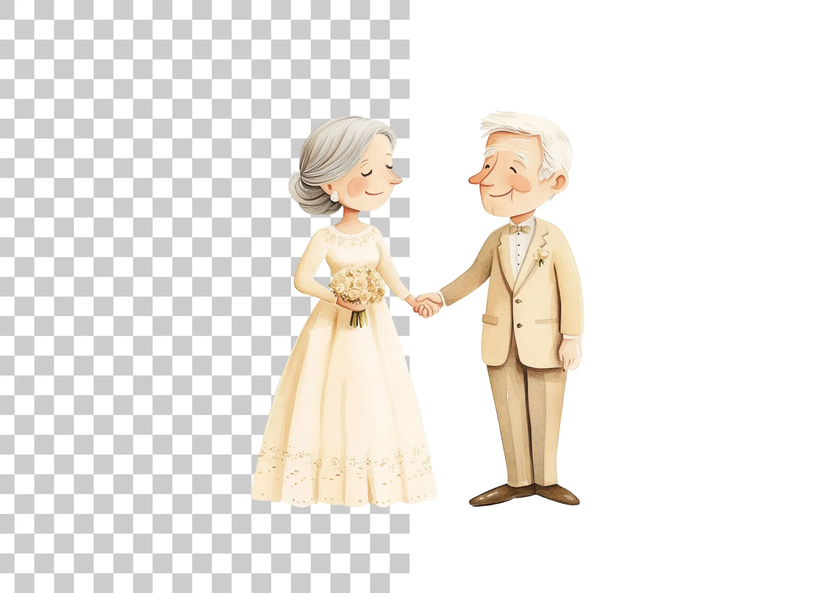 Senior Couple Wedding Day Clipart Bundle - Image 6