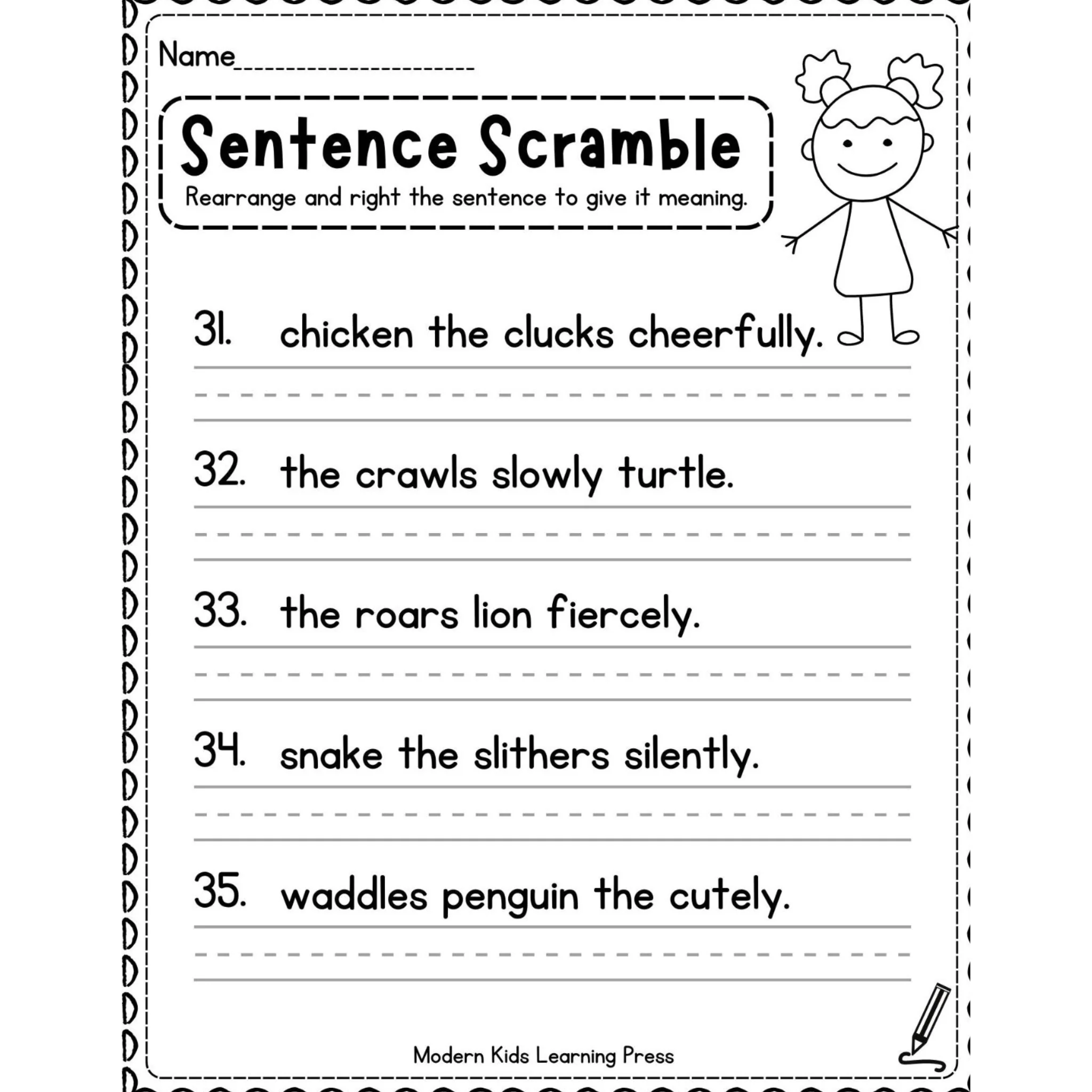 Sentence Building Scramble Worksheets - Image 3