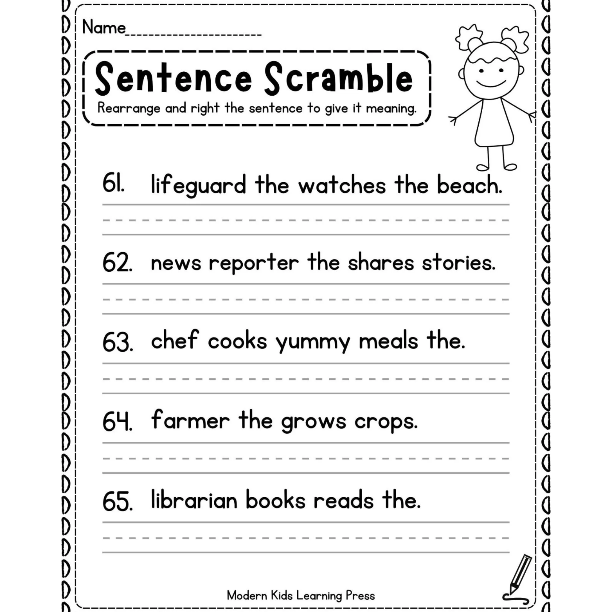 Sentence Building Scramble Worksheets - Image 4