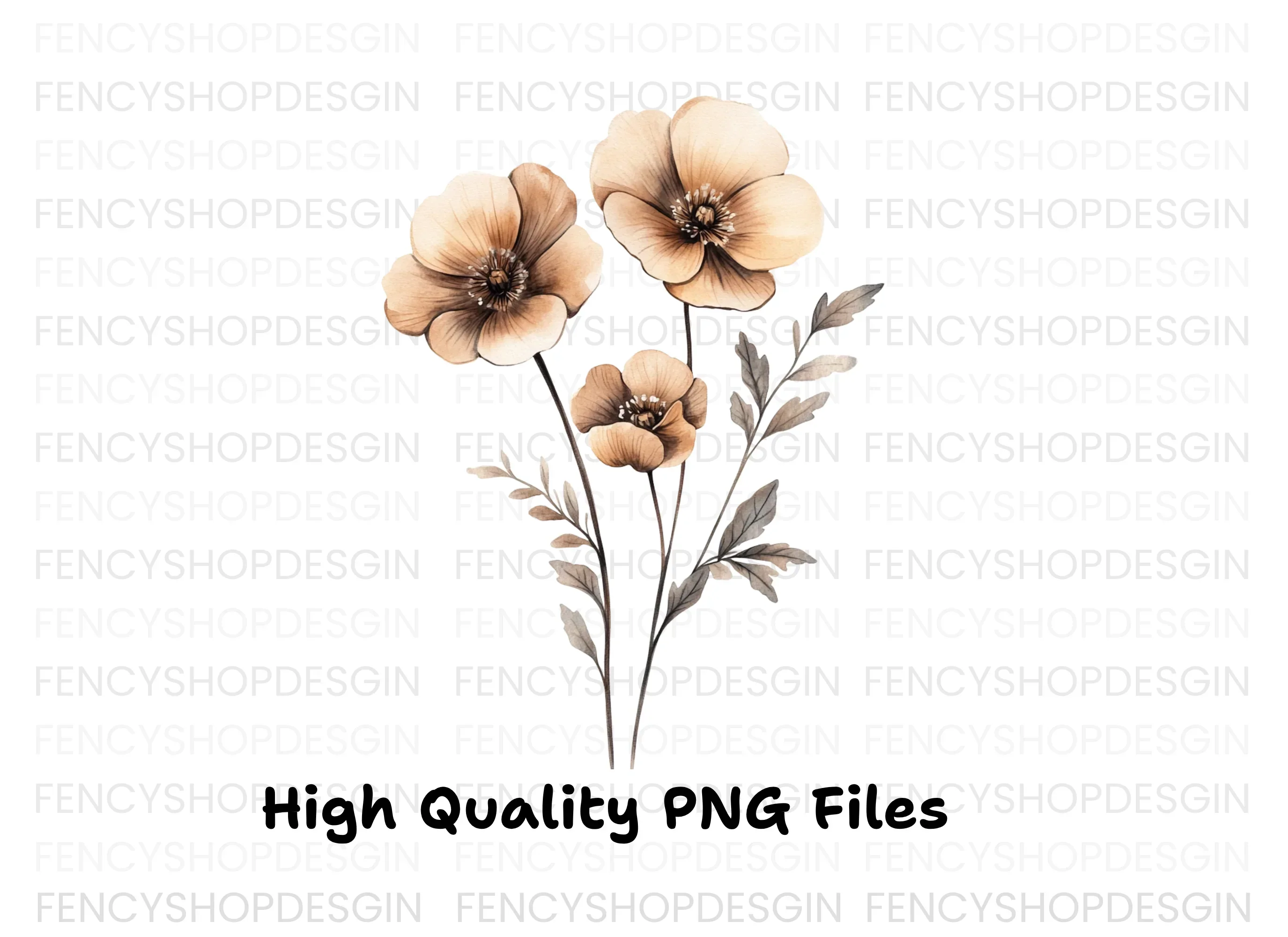 Sepia Flowers Bouquet Clipart Bundle - Image 2