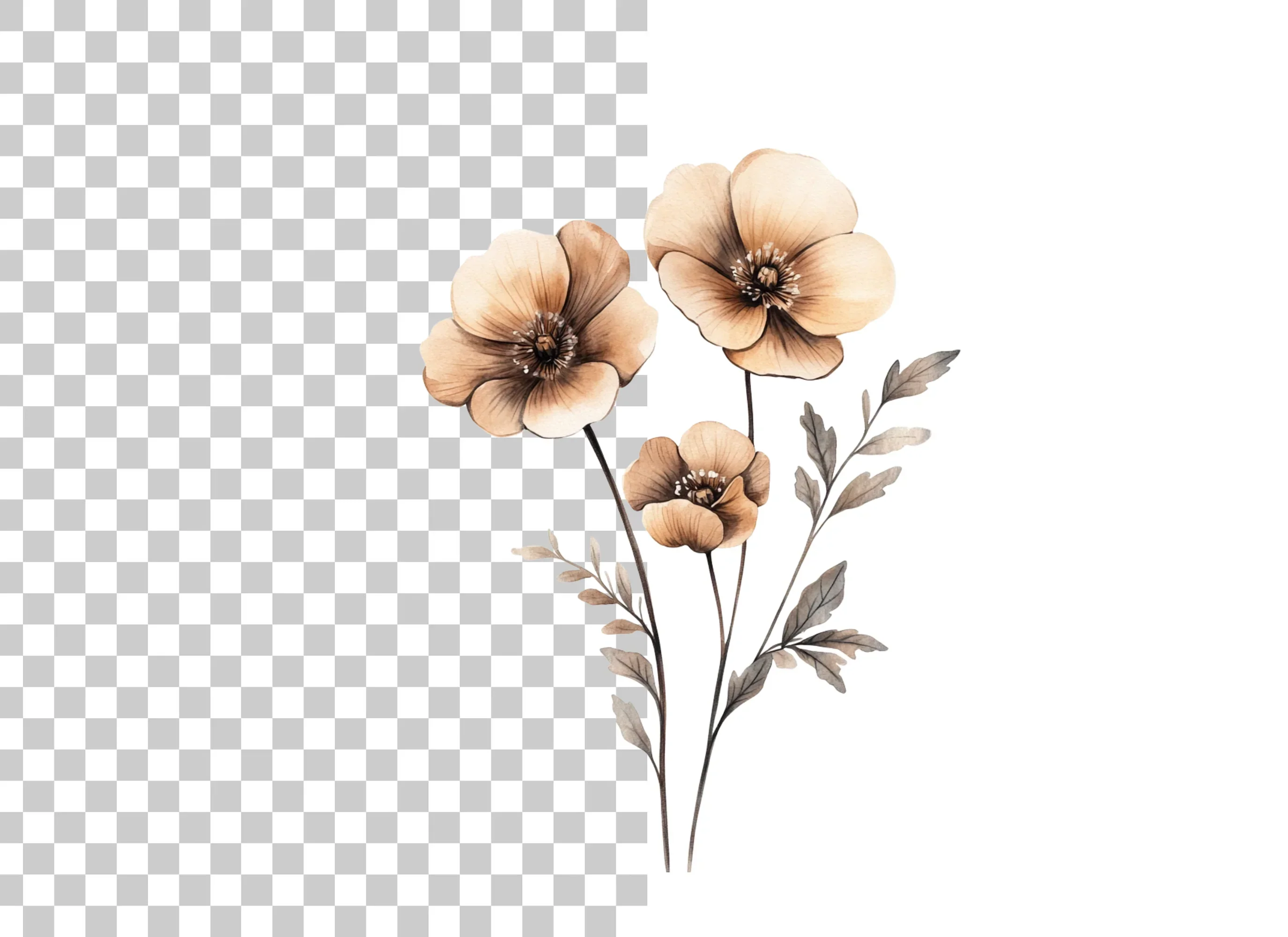 Sepia Flowers Bouquet Clipart Bundle - Image 6