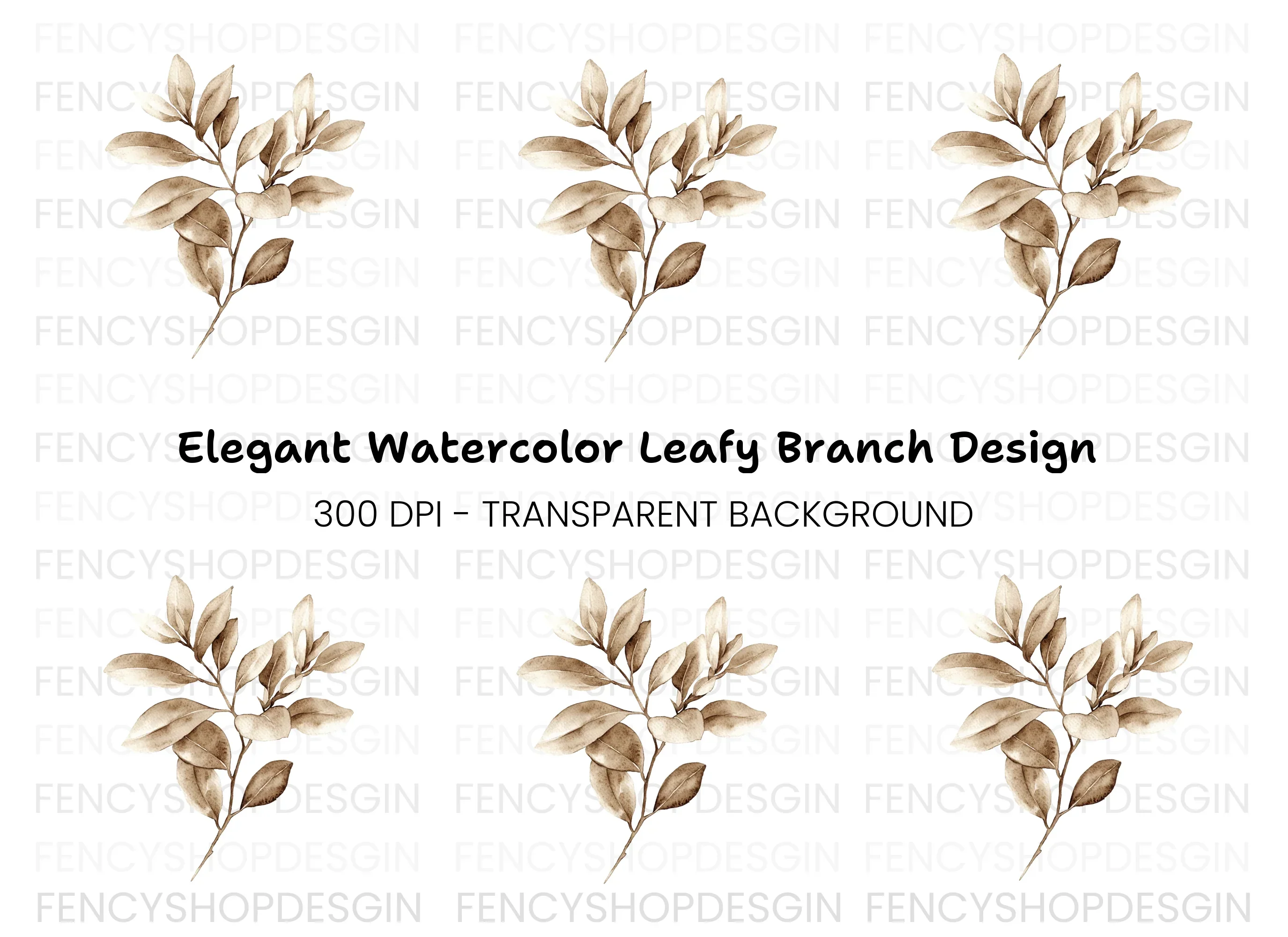 Sepia Leaf Branch Clipart Bundle