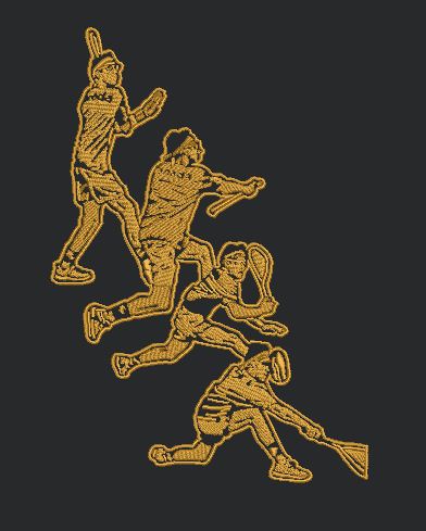 Sequential Racket Sports Action Embroidery Design