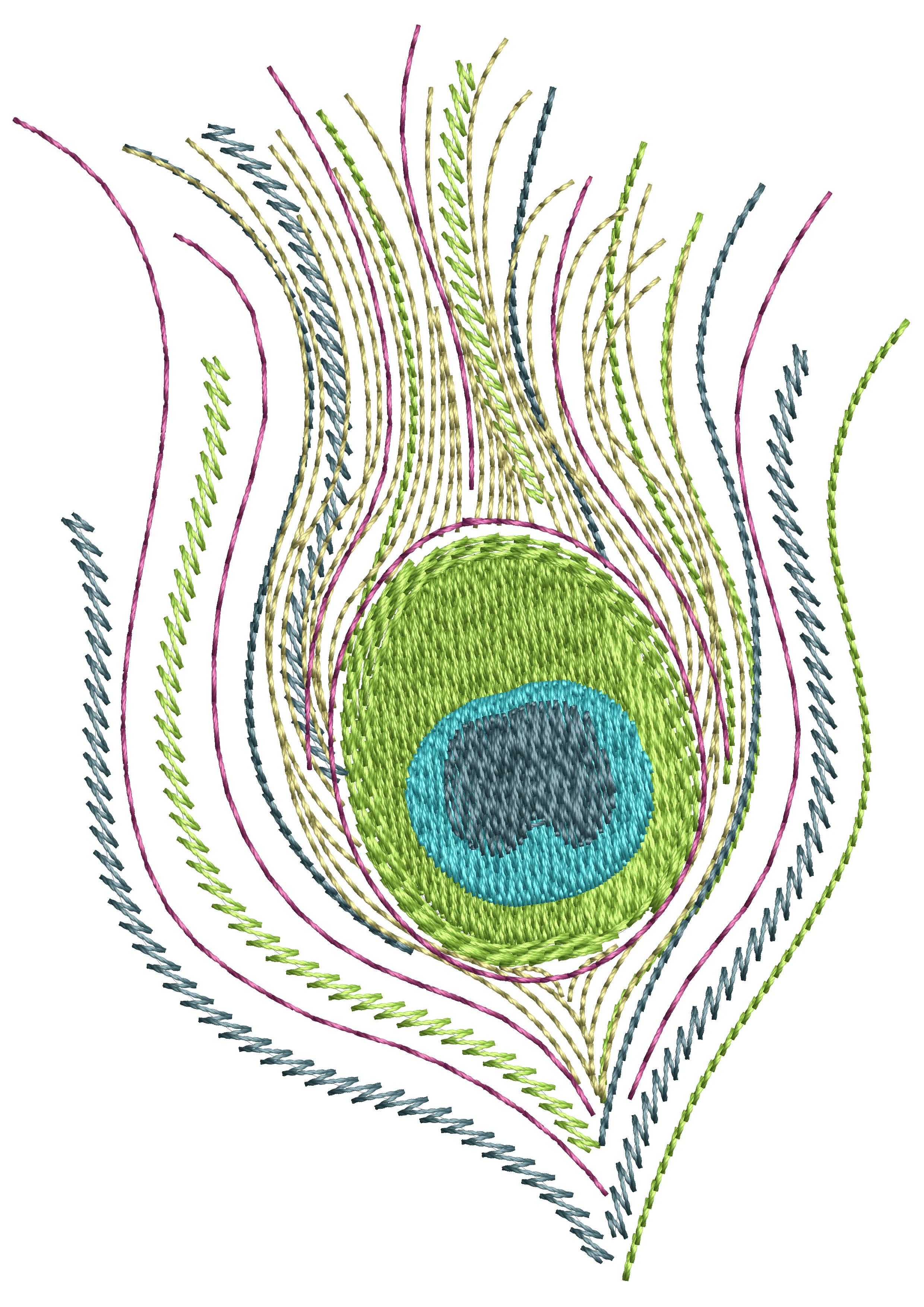 Sequin Peacock Feather Embroidery Design