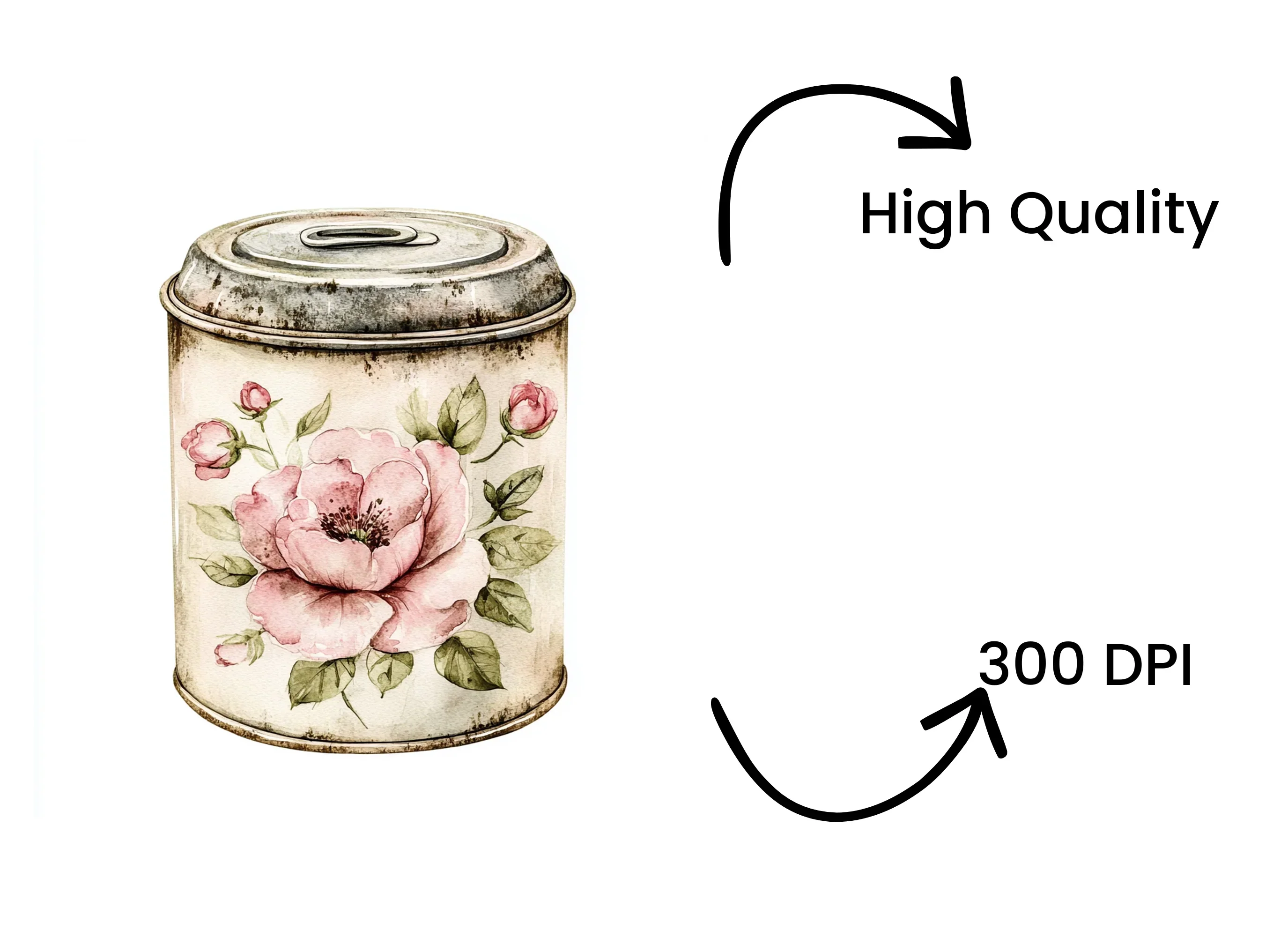 Shabby Chic Floral Canister Clipart Bundle - Image 4