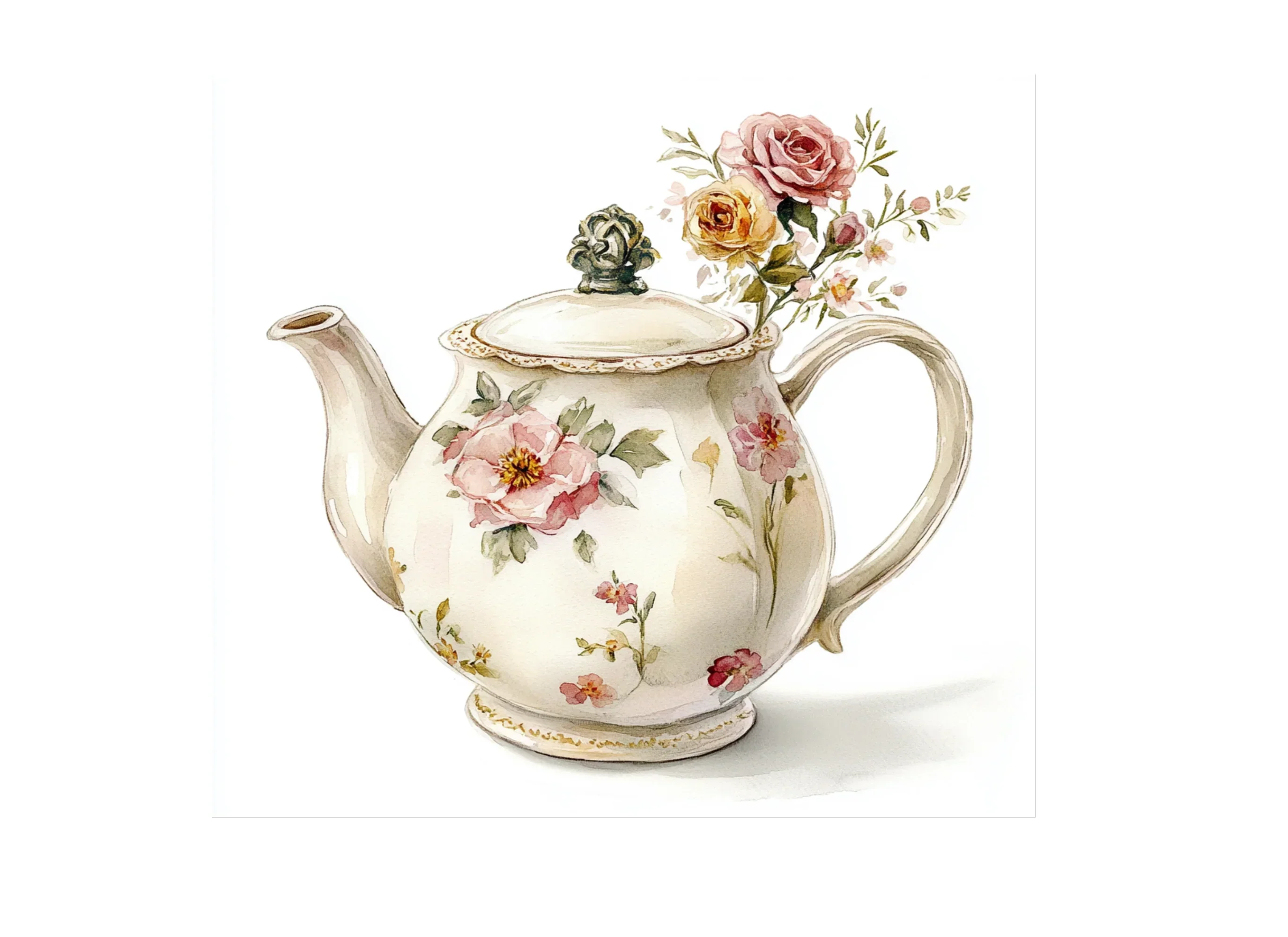 Shabby Chic Teapot Clipart Bundle - Image 2