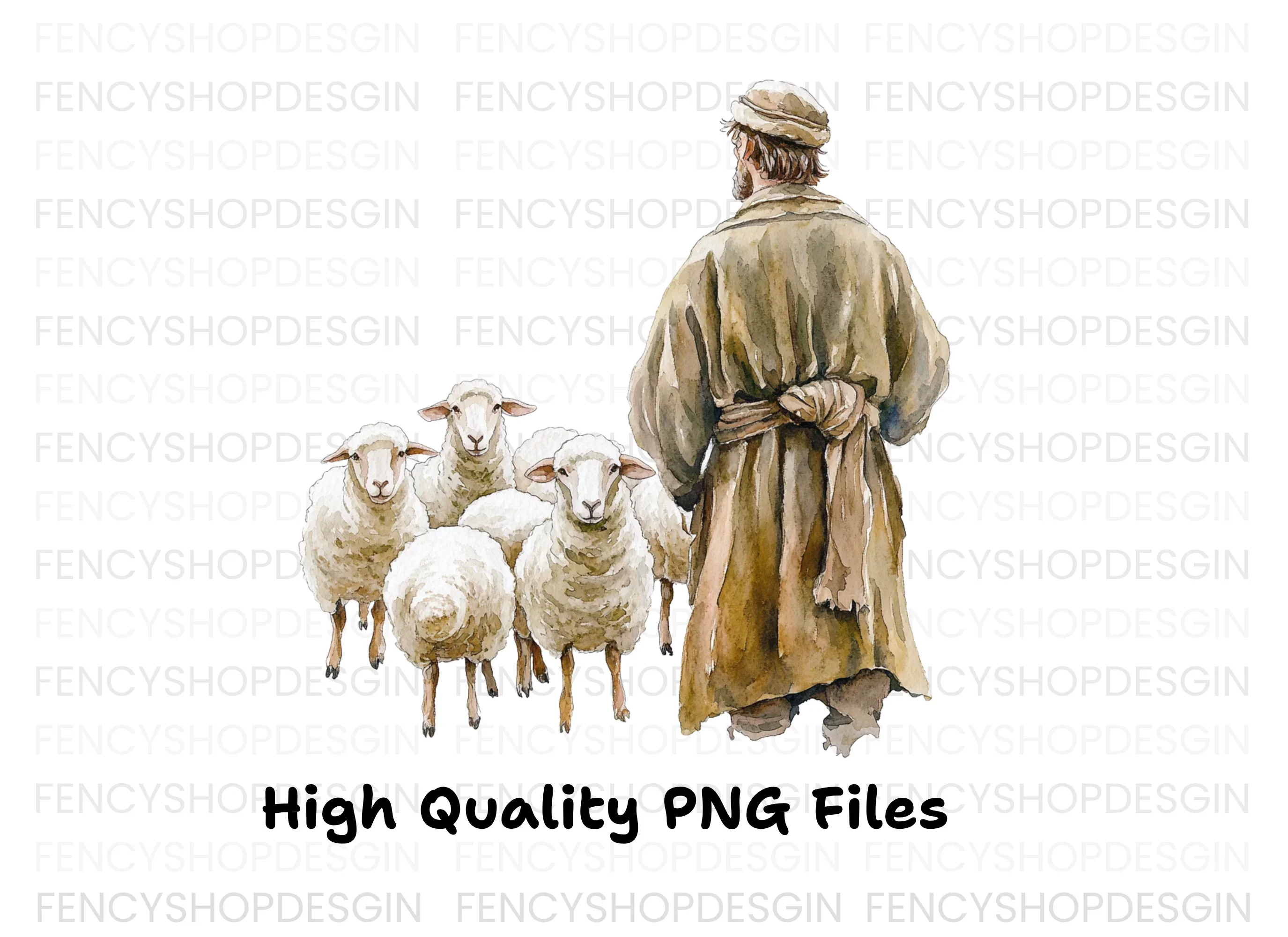 Shepherds with Sheep Clipart Bundle - Image 2
