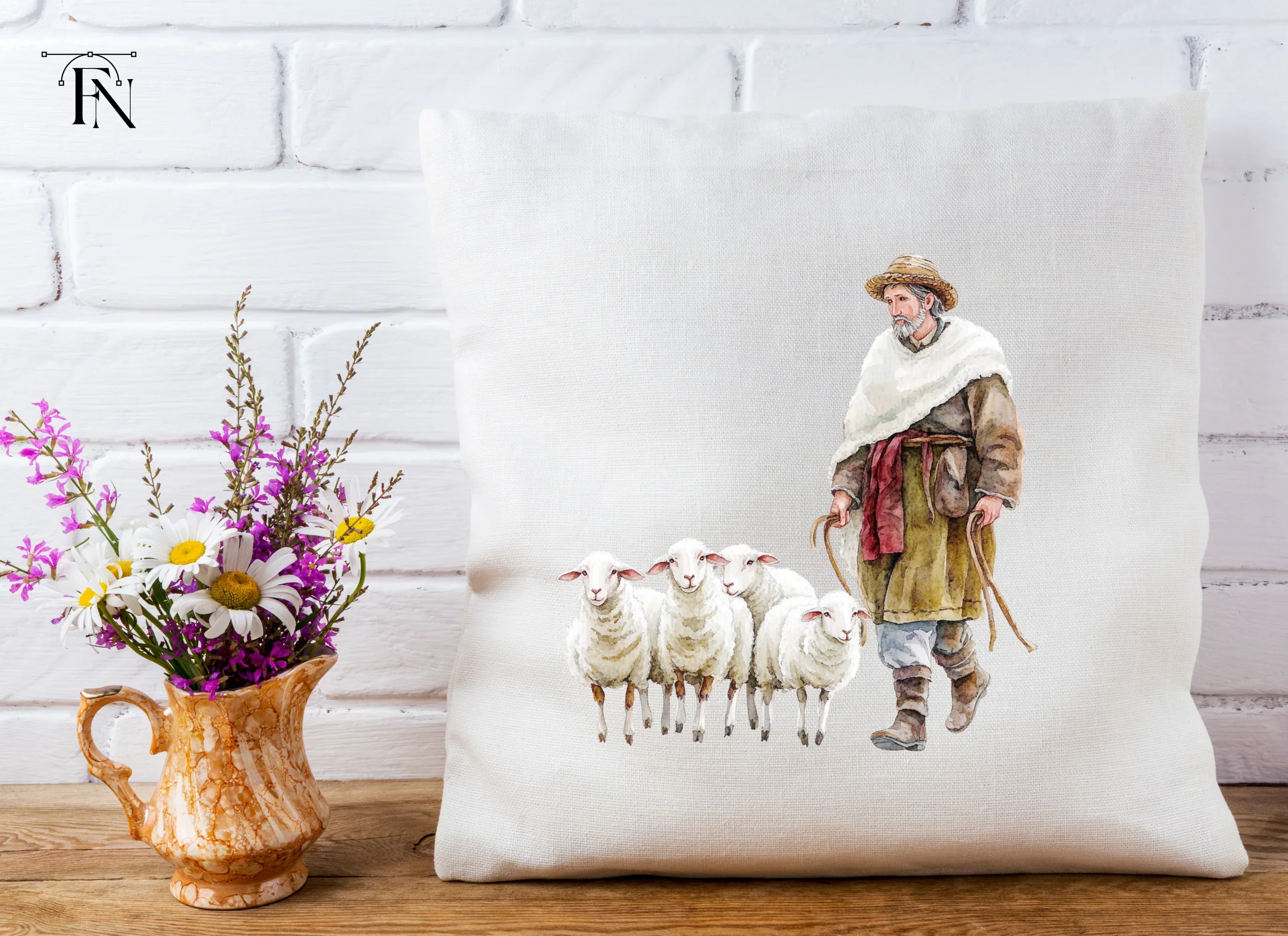 Shepherds with Sheep Clipart Bundle - Image 4