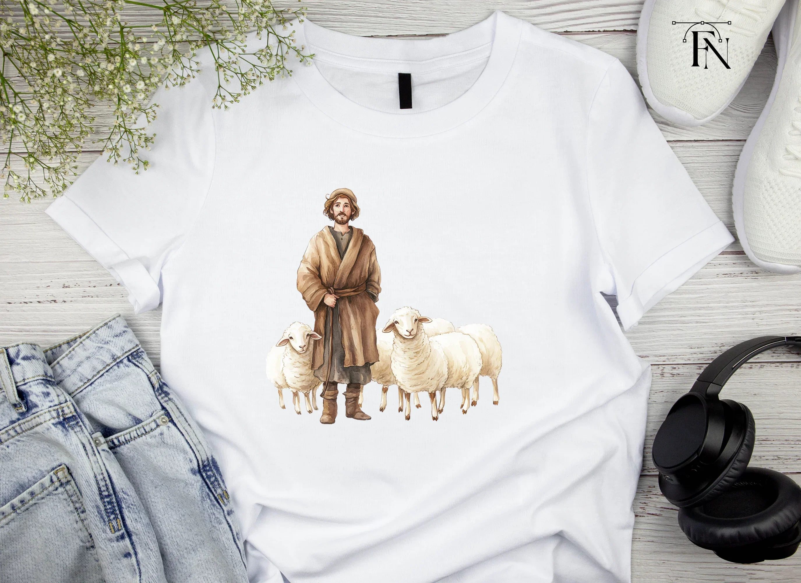 Shepherds with Sheep Clipart Bundle - Image 5