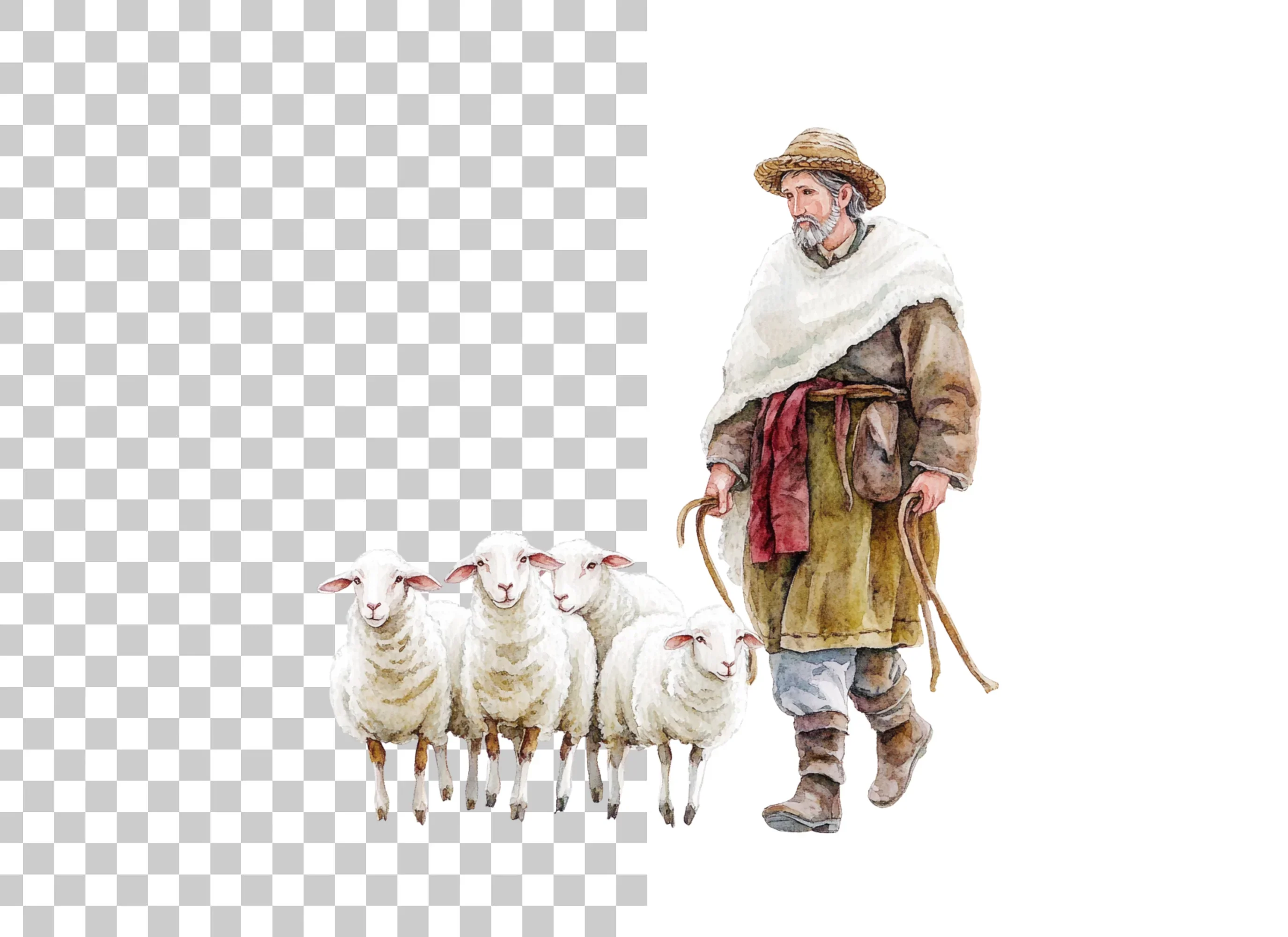 Shepherds with Sheep Clipart Bundle - Image 6