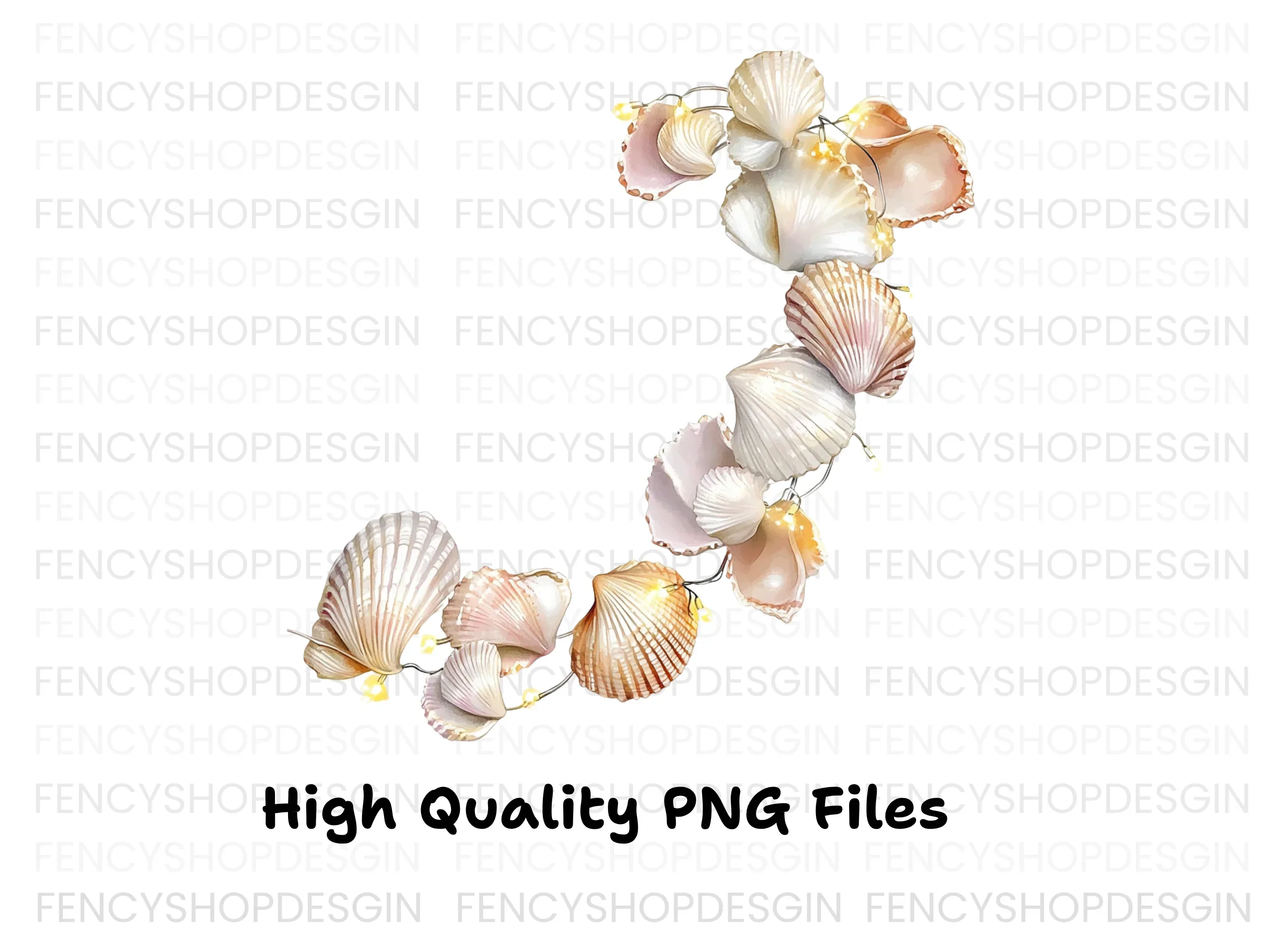 Shimmering Seashell Garland Clipart Bundle - Image 3