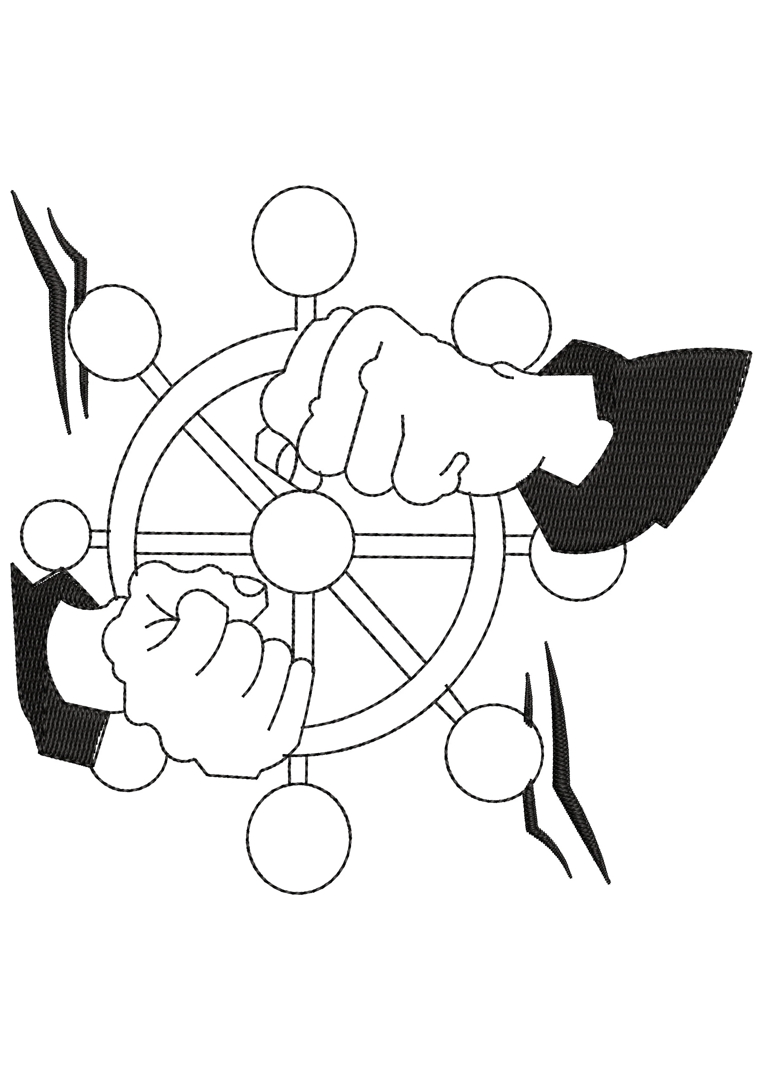 Ship Control Embroidery Design