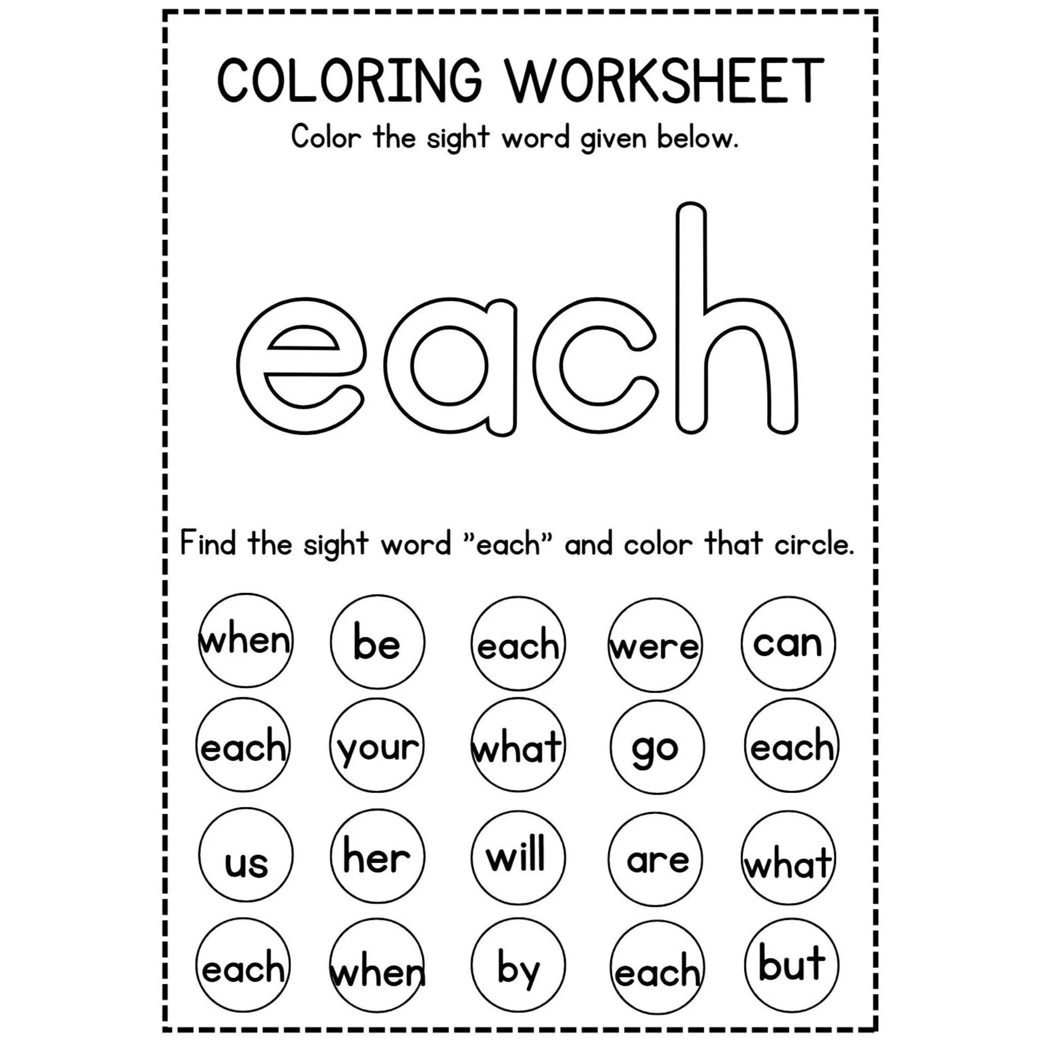 Sight Word Coloring Worksheets - Image 5