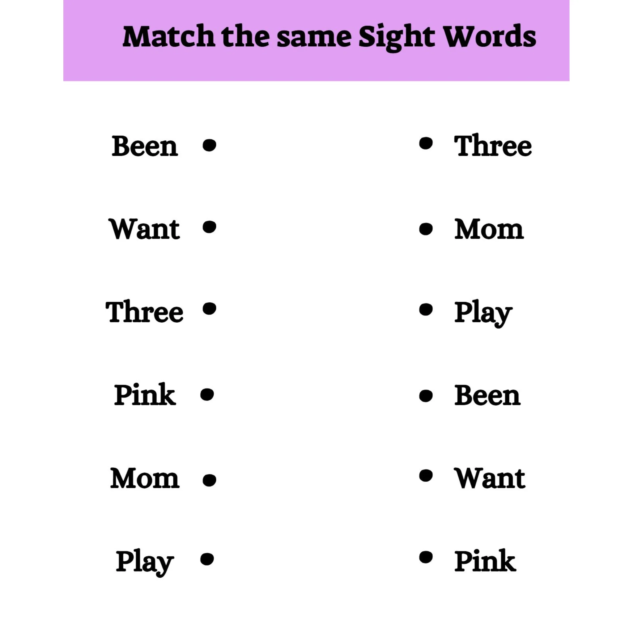 Sight Word Matching Worksheets - Image 4
