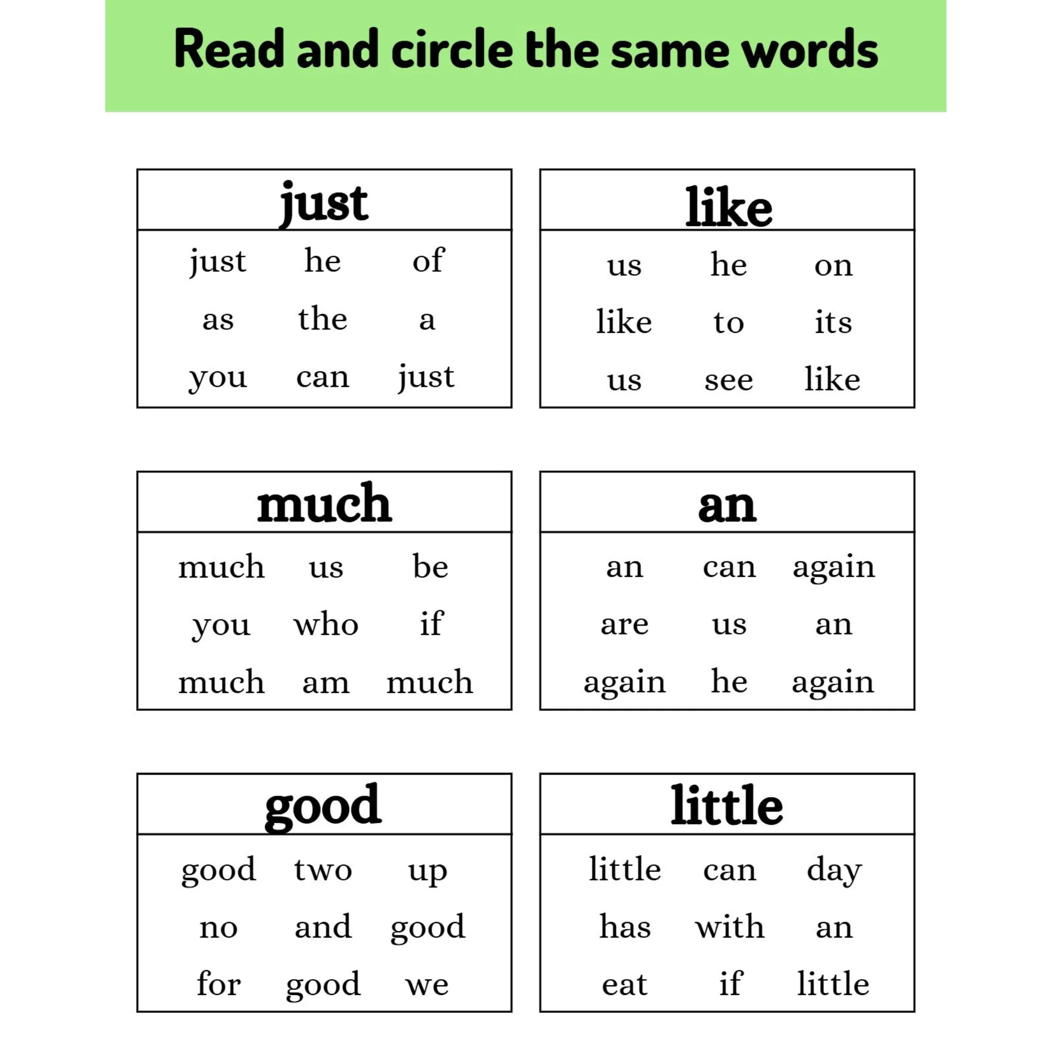 Sight Word Read and Circle Worksheets - Image 3