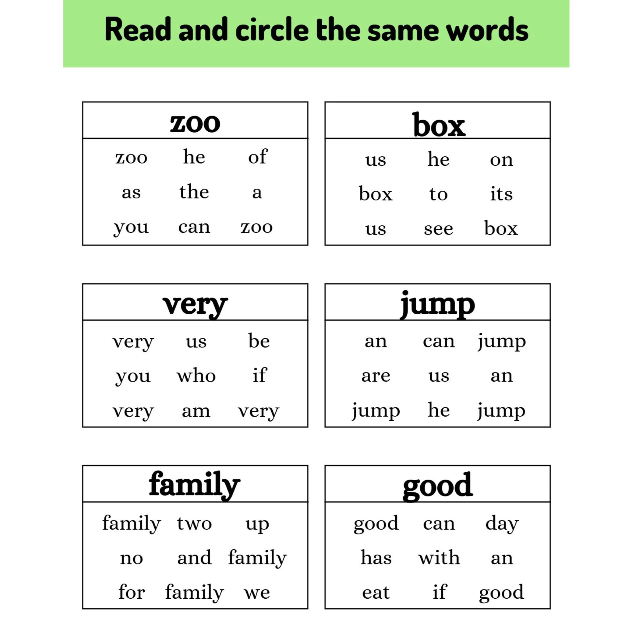 Sight Word Read and Circle Worksheets - Image 4
