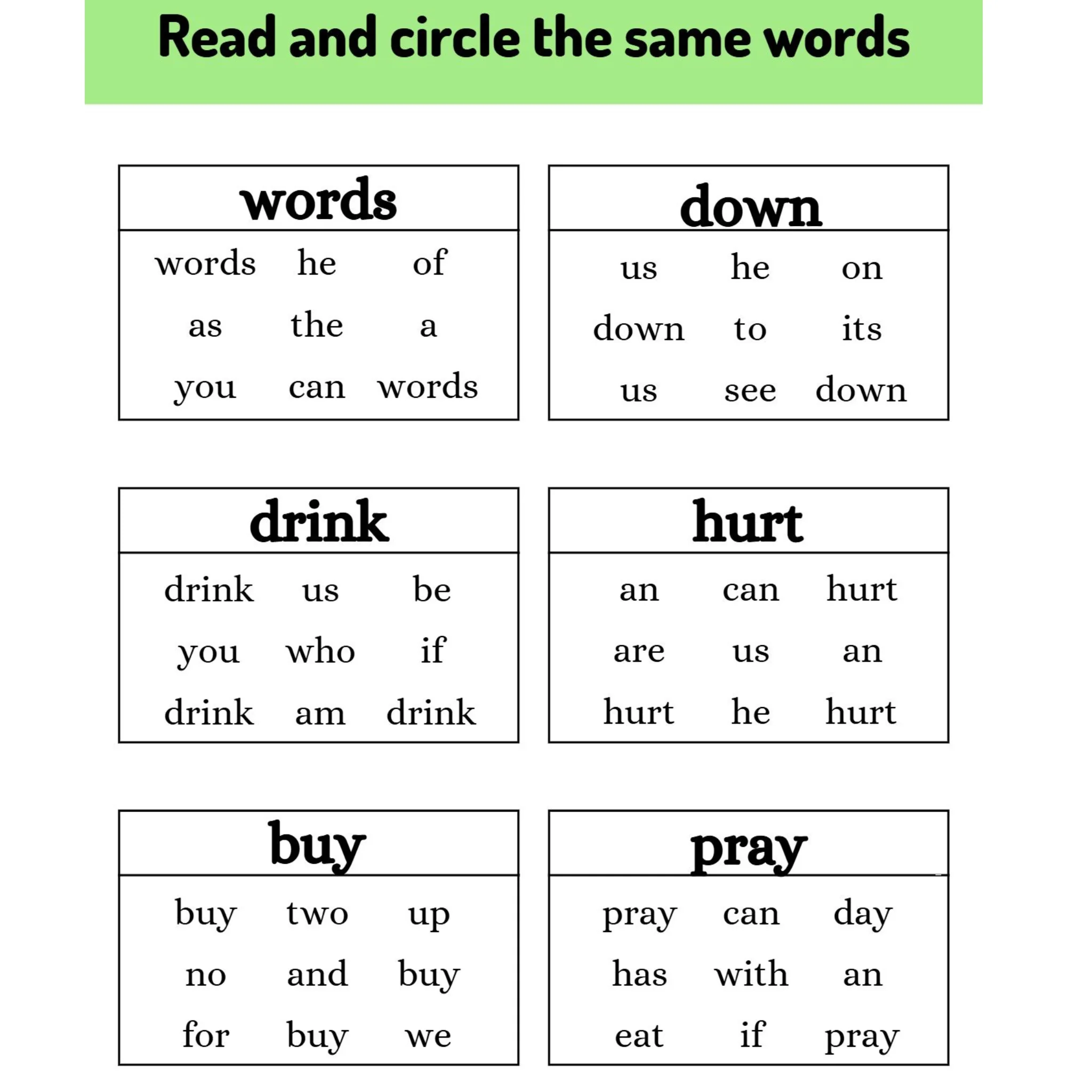 Sight Word Read and Circle Worksheets - Image 5