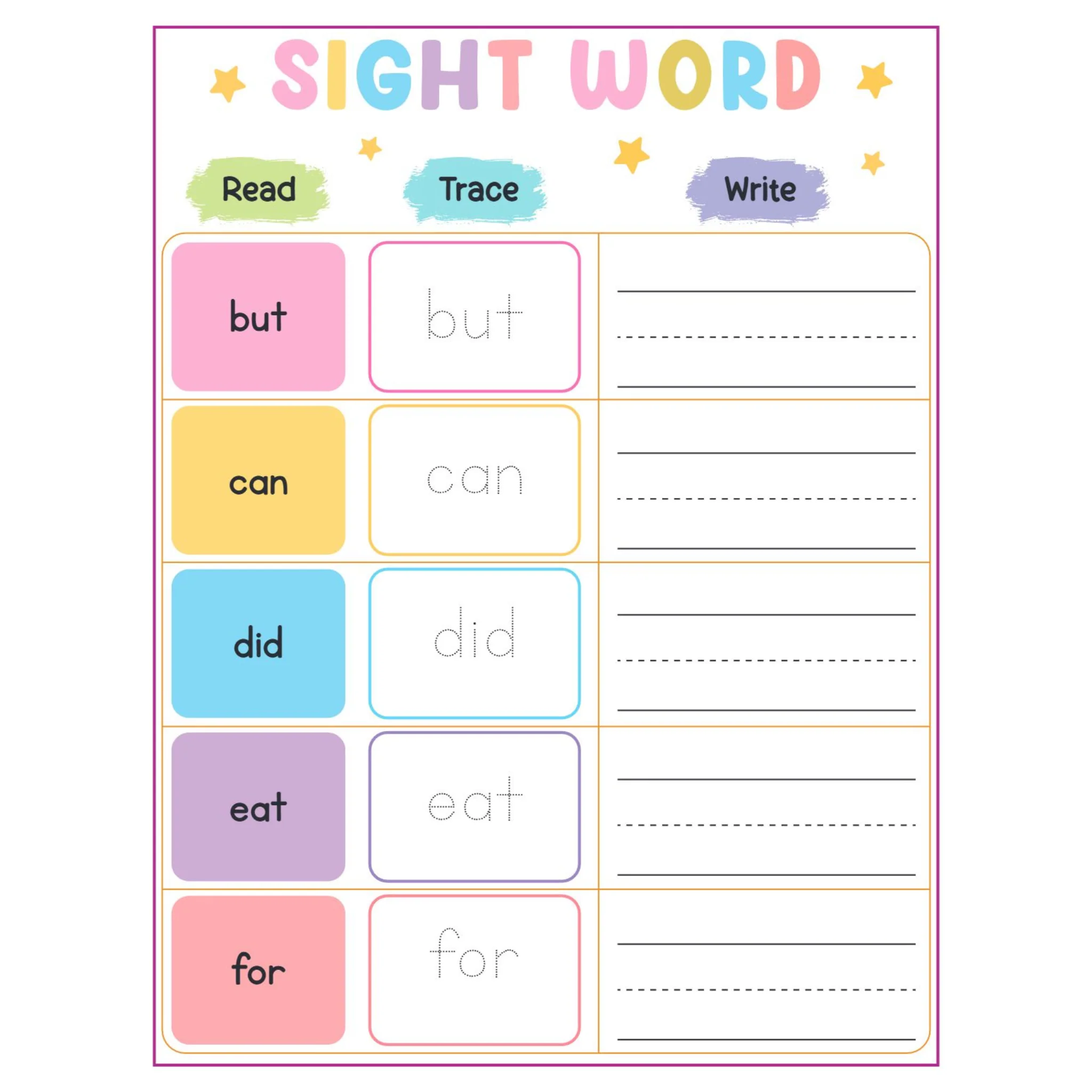 Sight Word Read Trace Write Worksheets Bundle - Image 2